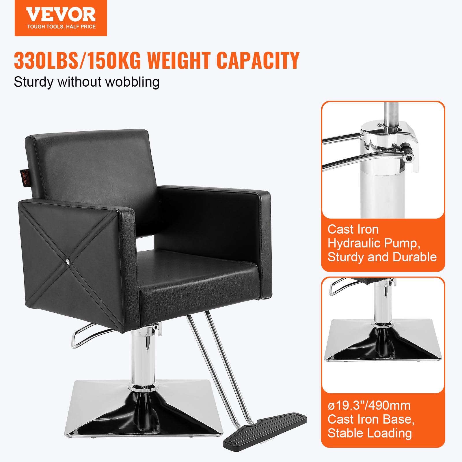 Vevor Salon Chair, Barber Chair For Hair Stylist, Styling Chair With Heavy Duty Hydraulic Pump, 360 Swivel Hair Salon Chair With