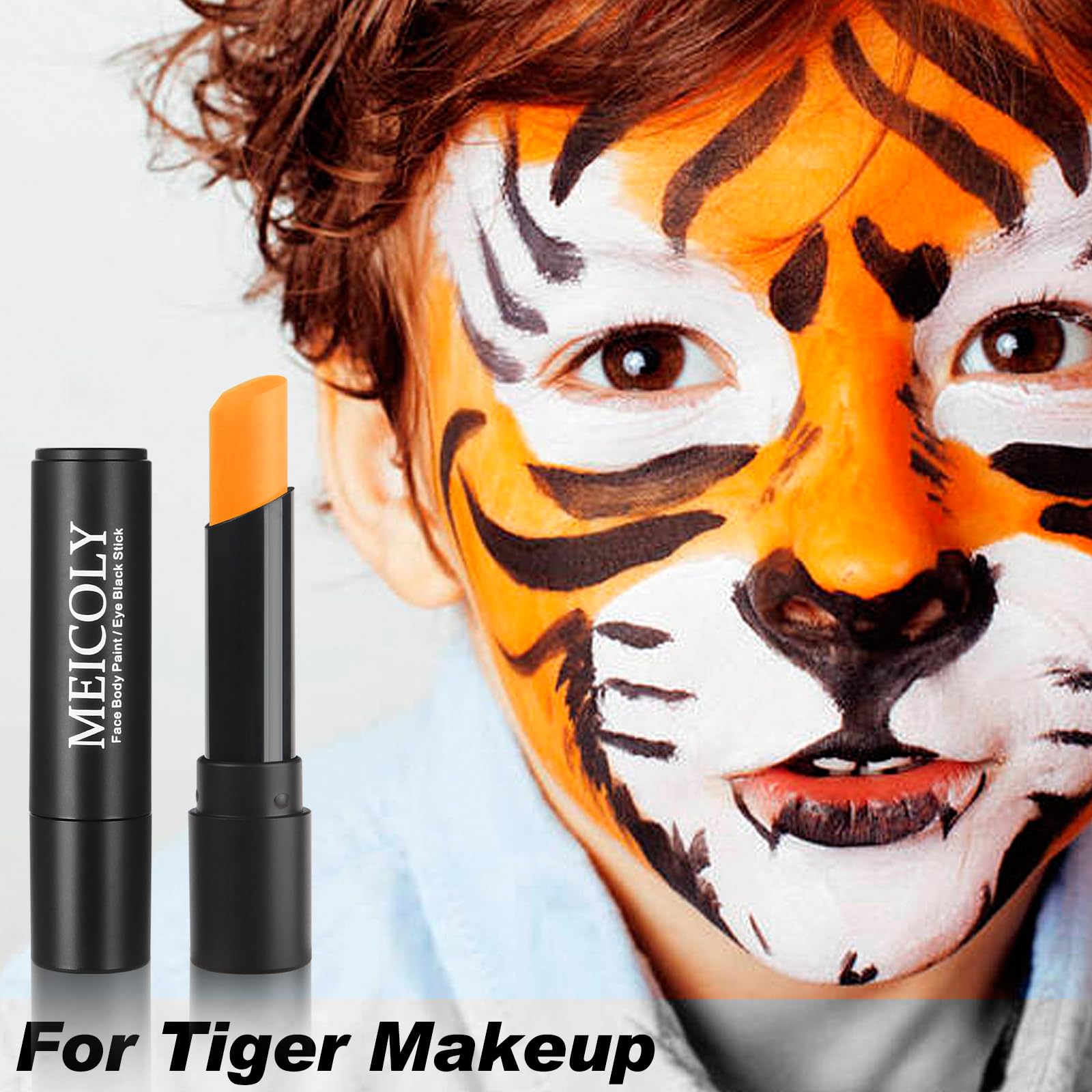 Meicoly Orange Eye Black Stick,Highly Pigmented Face Body Paint Eye Paint,Professional Halloween Face Paint Pumpkin Sfx Cosplay