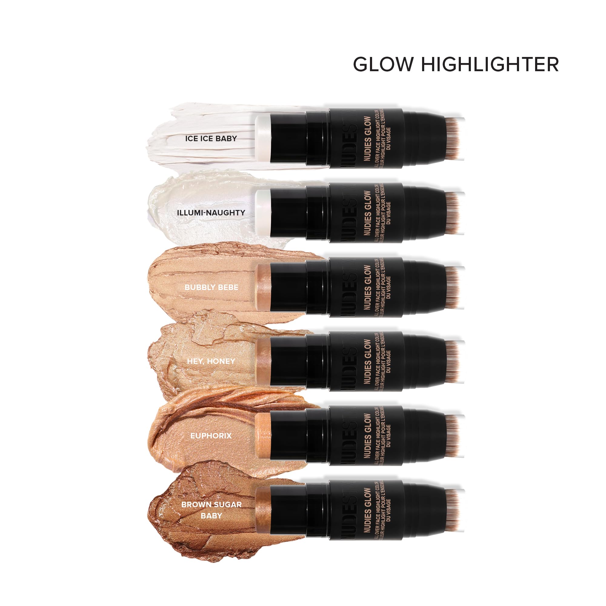 Nudestix Nudies Glow Cream Highlighter Bronze + Glow 3-In-1 All Over Face Colour For Eyes, Cheeks, Lips W/Blending Brush (Ice Ic