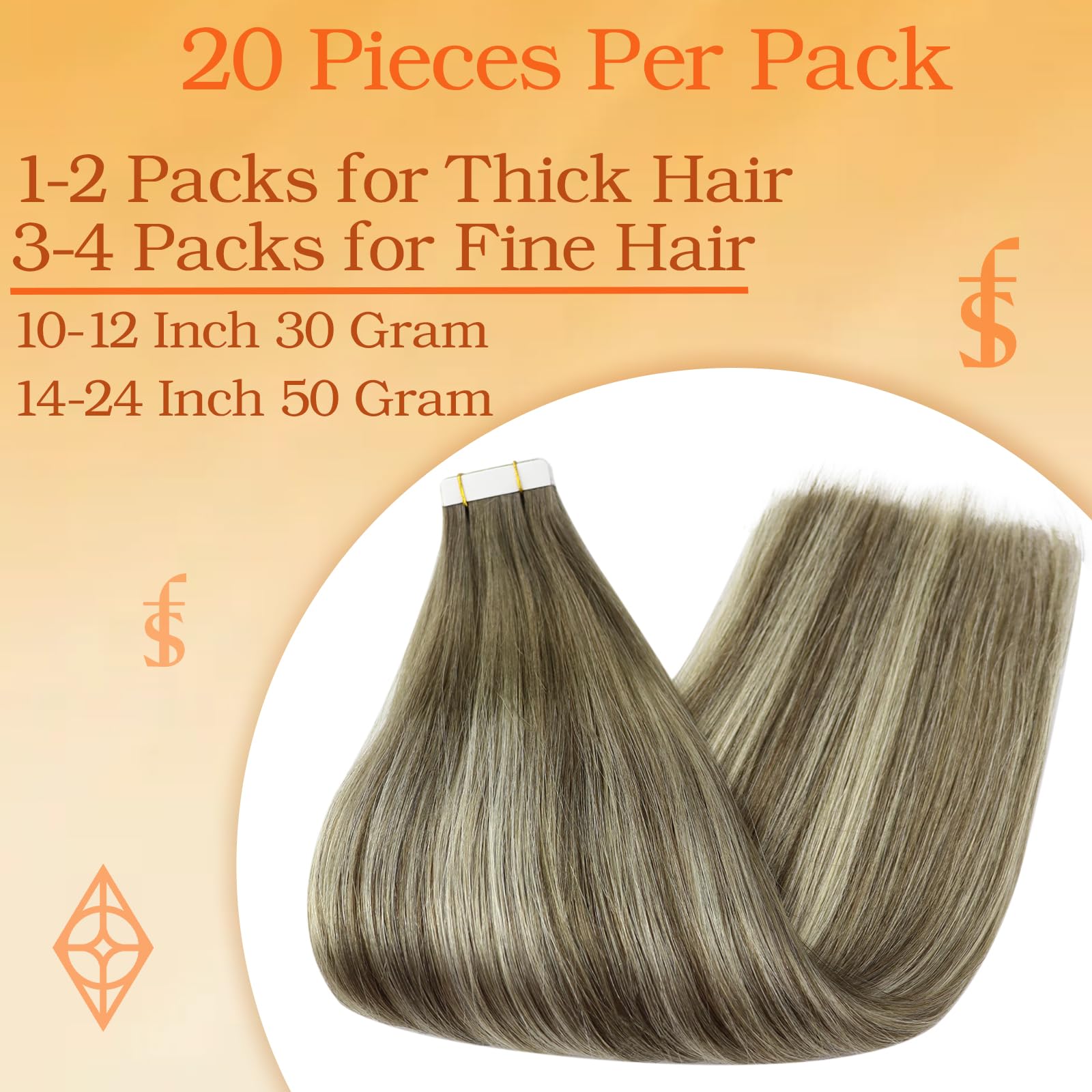 Full Shine Human Hair Extensions Tape In Balayage Brown Ombre Ice Blonde 7/1000/7 Invisible Tape In Hair Extensions 14 Inch Doub