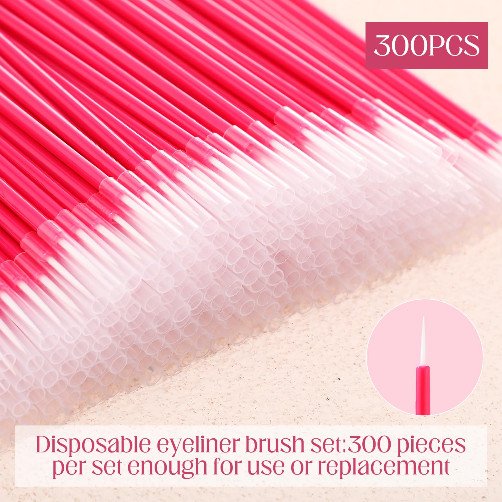 Honeydak 300 Pcs Disposable Eyeshadow Brushes Eyeliner Applicator Tool Eyeshadow Applicators Lip Applicators Eye Lash Wands Make