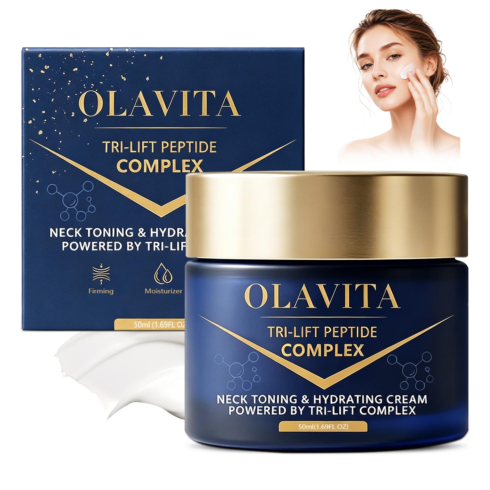 elesysy Olavita Trilift Peptide Complex Cream,Trilift Peptide Cream for Wrinkle Anti Aging,Neck Firming Moisturizer for Skin S