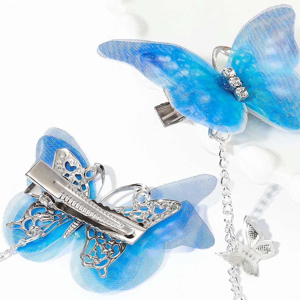Bartosi Butterfly Hair Clips Blue Butterfly Hair Clip Tassel Hair Pins Cute Rhinestone Hair Barrettes Hair Accessories for Women