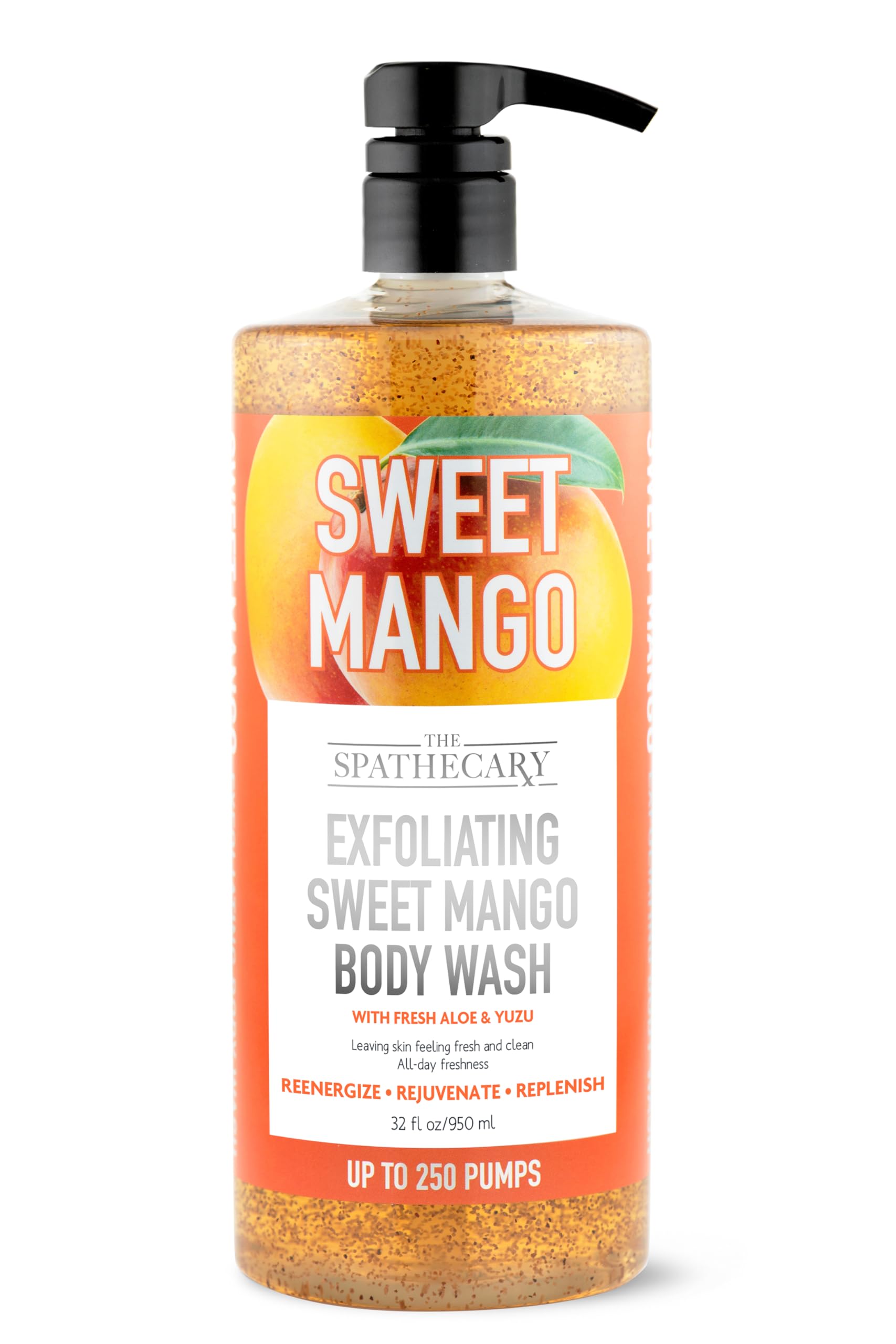 The Spathecary Exfoliating Sweet Mango Body Wash, with Aloe and Yuzu Packed with Antioxidants, 32 oz