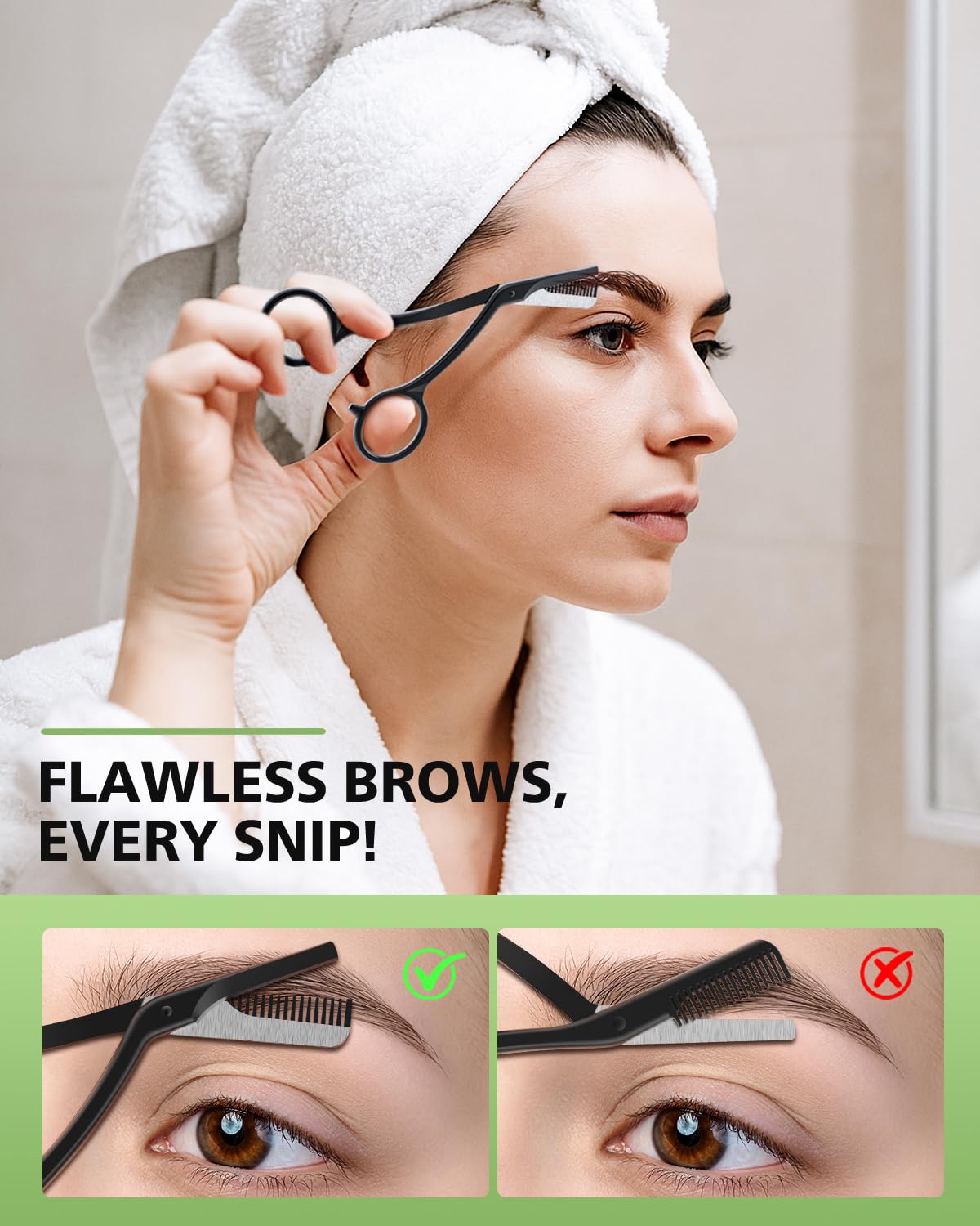 BALUCA Eyebrow Scissors with Comb | Professional Stainless Steel Eyebrow Trimmer for Women & Men | Dual-Design Precision Eye Bro