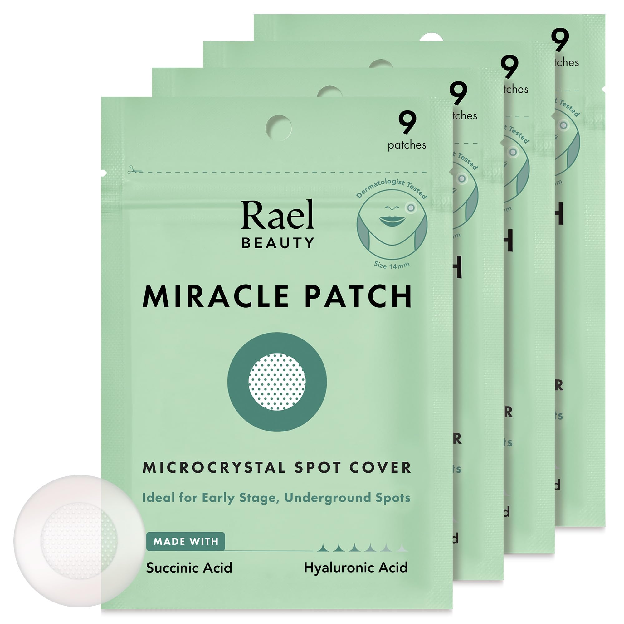 Rael Pimple Patches, Miracle Microcrystal Spot Cover - Hydrocolloid Acne Patches For Early Stage, With Tea Tree Oil, For All Ski