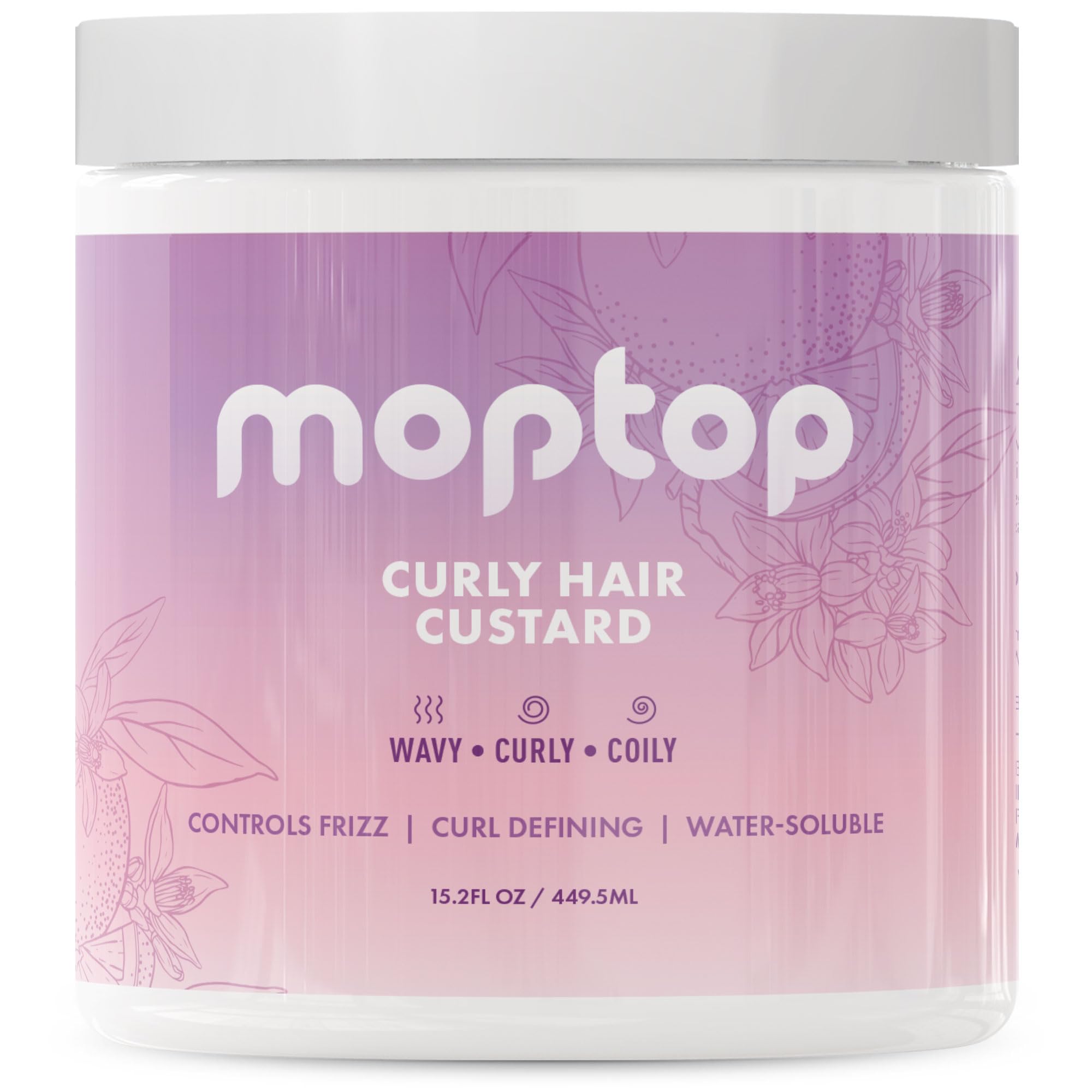 MopTop Curl Custard Gel for Fine, Thick, Wavy & Kinky-Coily Hair - Anti Frizz Moisturizer, Curl Definer & Lightweight Activator 