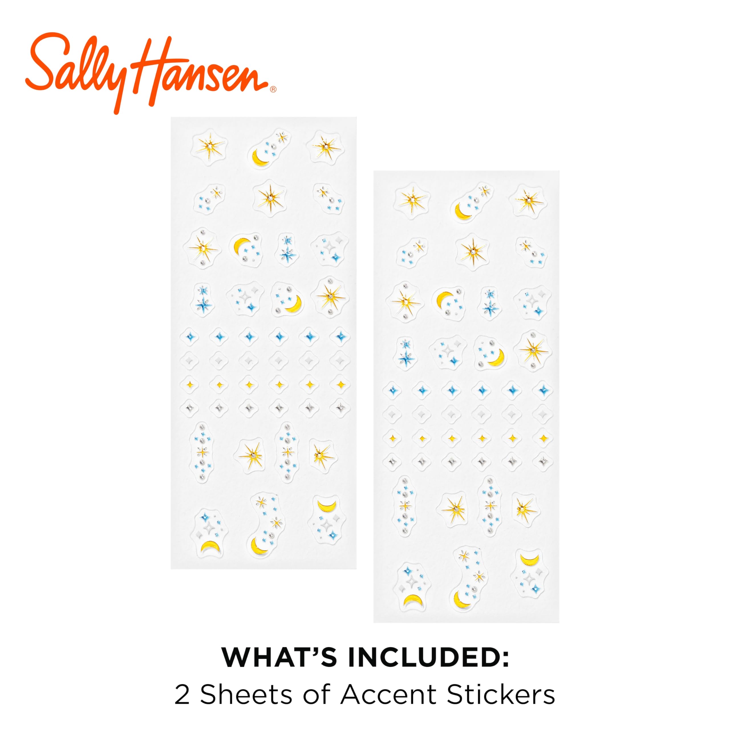 Sally Hansen Salon Effects Nail Accents, Celestial Eclipse, Nail Art Decals, Easy To Use, No Commitment, Use On Nail Polish Or B