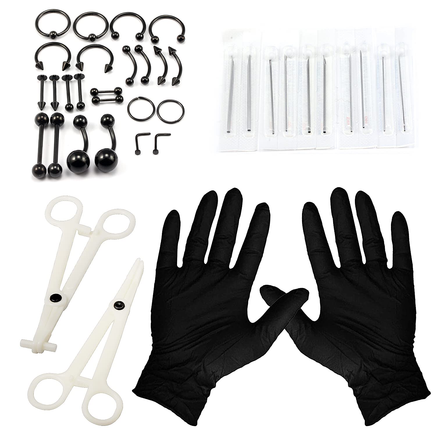Vsnnsns Piercing Kit 316L Surgical Steel Body Jewelry Piercing Kit with 12G 14G 16G 18G 20G Piercing Needles Use for Nose Septum