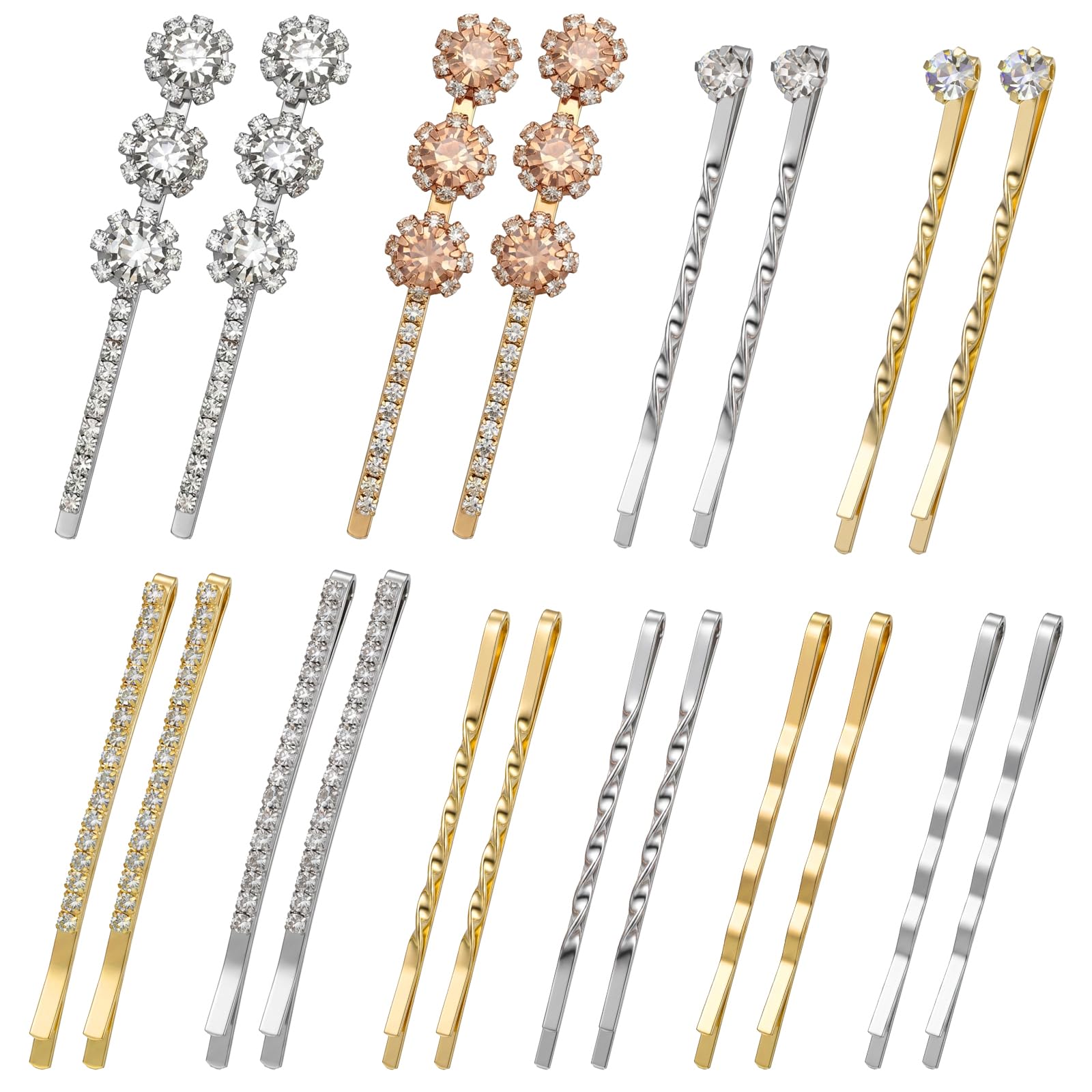 20Pcs Decorative Hair Pins, Rhinestone Hair Pins Set for Women