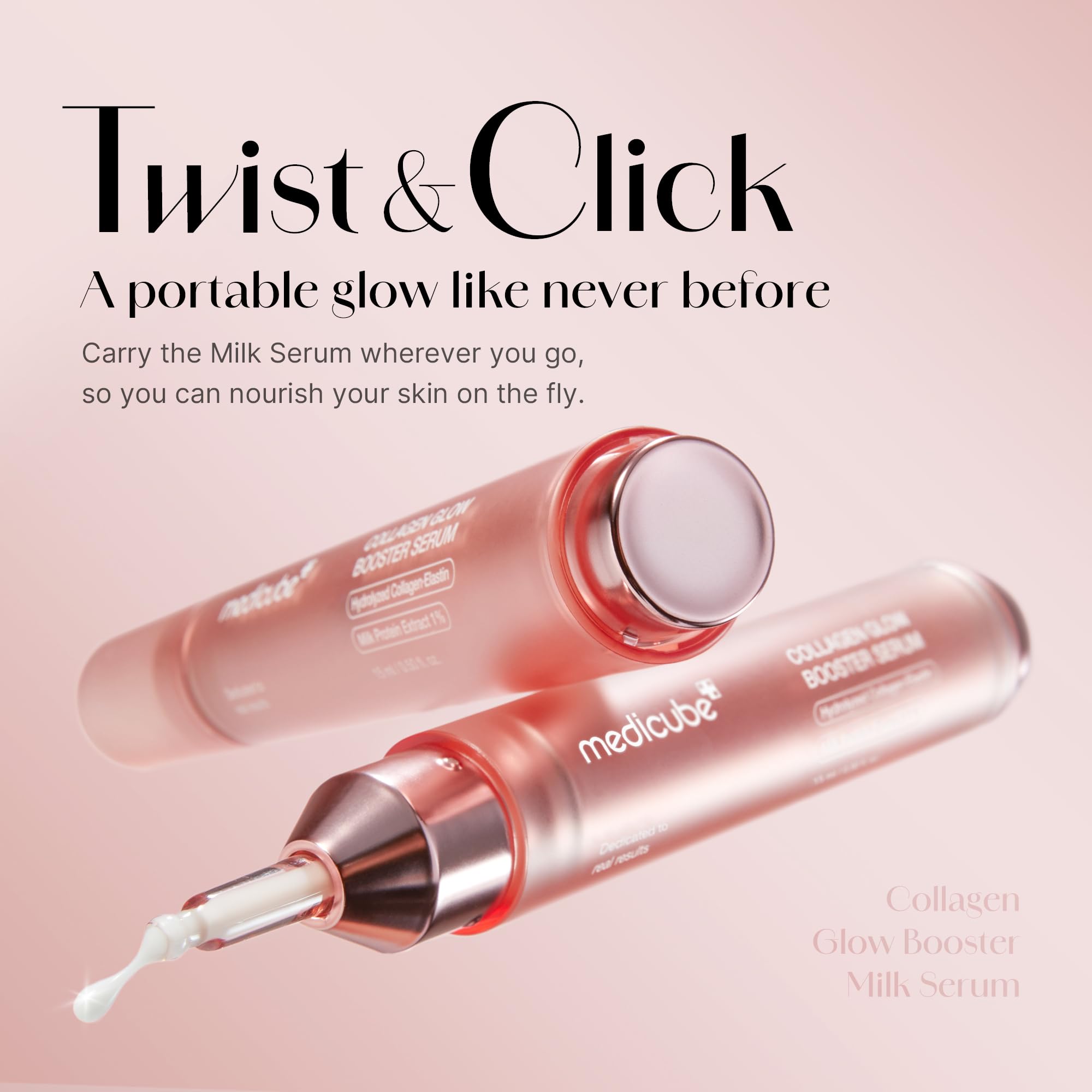 Medicube Collagen Glow Booster Milk Serum - Twist & Click - Radiance & Hydration With Niacinamide, Milk Protein Extract, Hydroly