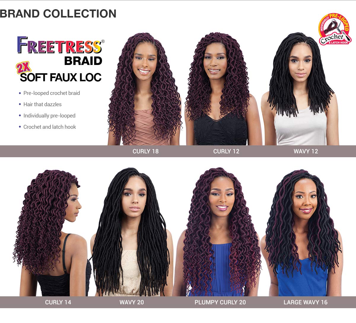 Freetress Braids 2X Soft Curly Faux Loc 12'' Synthetic Crochet Braid (Color - 33)