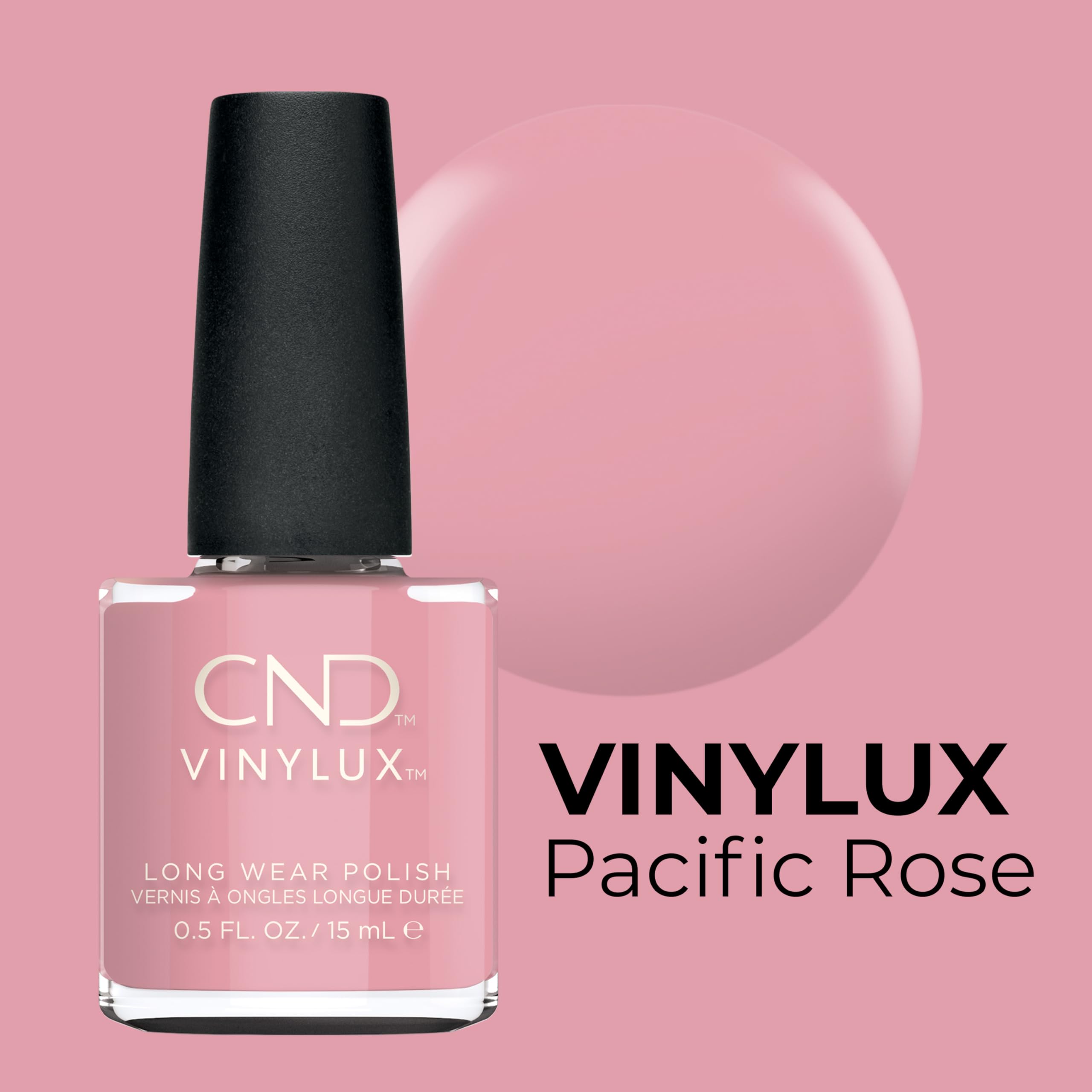 Cnd Vinylux Longwear Pink Nail Polish, Gel-Like Shine & Chip Resistant Color, Pacific Rose, 0.5 Fl. Oz