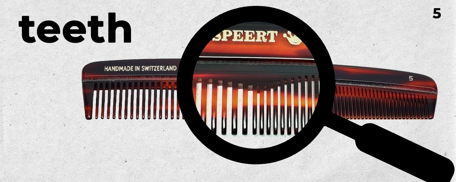 Speert #5 Handmade Wide Narrow Tooth Comb Tortoise Havana Acetate Thick Coarse Curly Thin Fine Straight Hair Detangling Parting