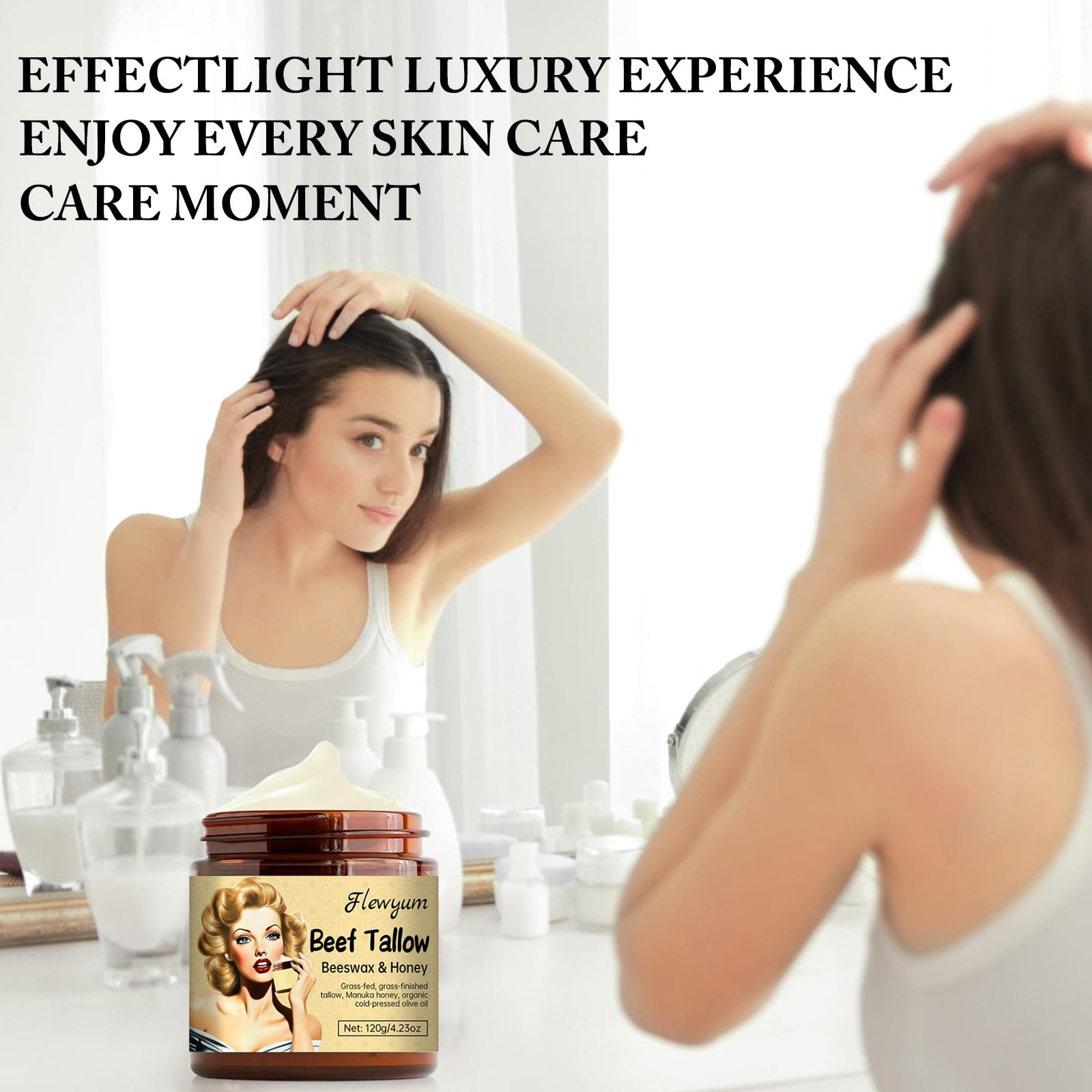 Whipped Beef Tallow And Manuka Honey Balm For Skin Unscented Grass Fed Grass Finished Organic Face Cream Moisturizer Body Lotion