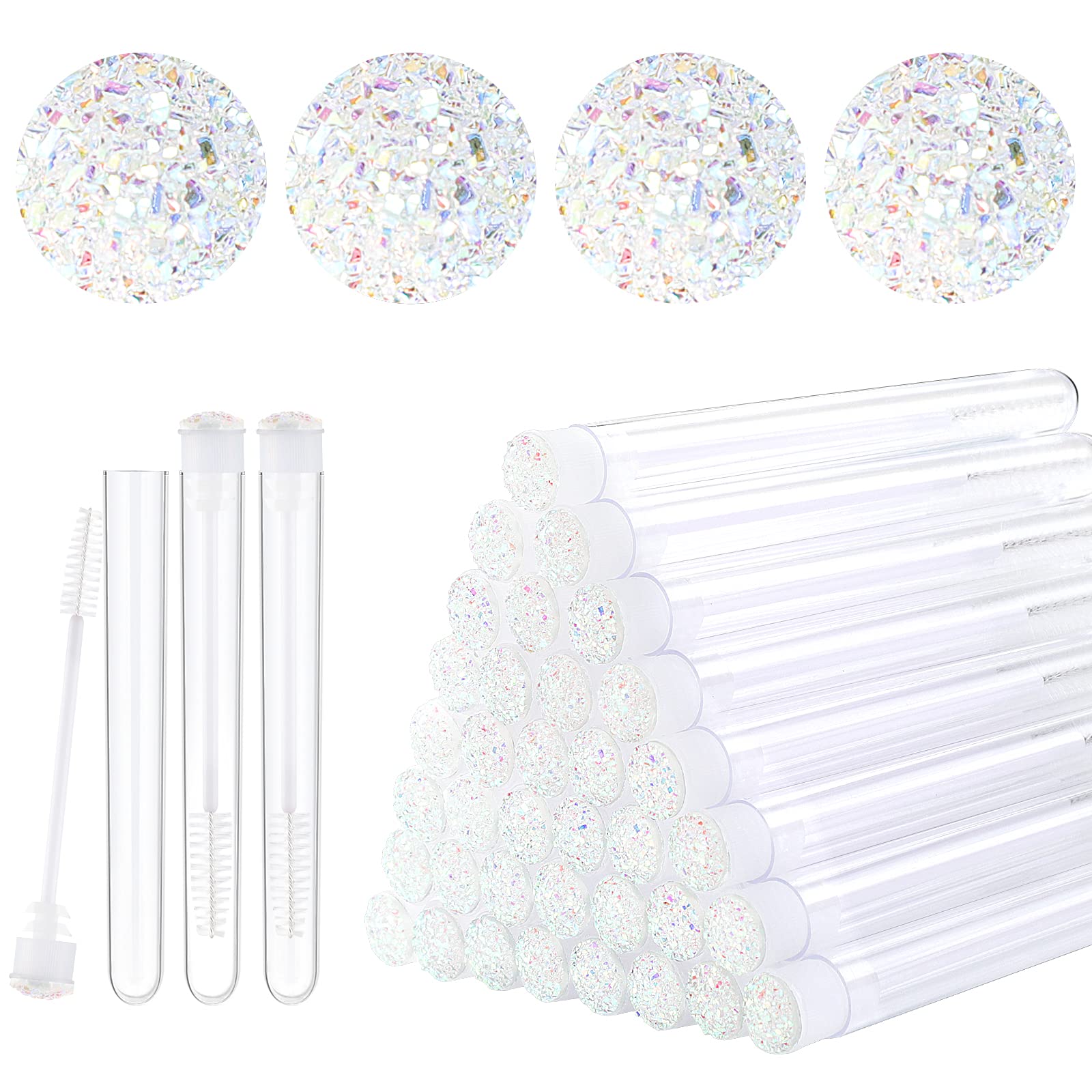 Dming 50pcs Eyelash brush Lash Wand Makeup tool Eyelash Extension supplies cleaning brush Diamond Mascara star white