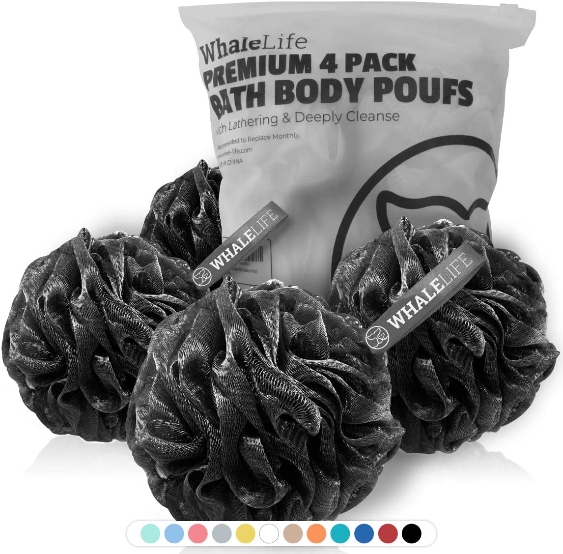 Loofah Sponge Bath Sponge For Women Men 4 Pack (Gray Rough Surface)