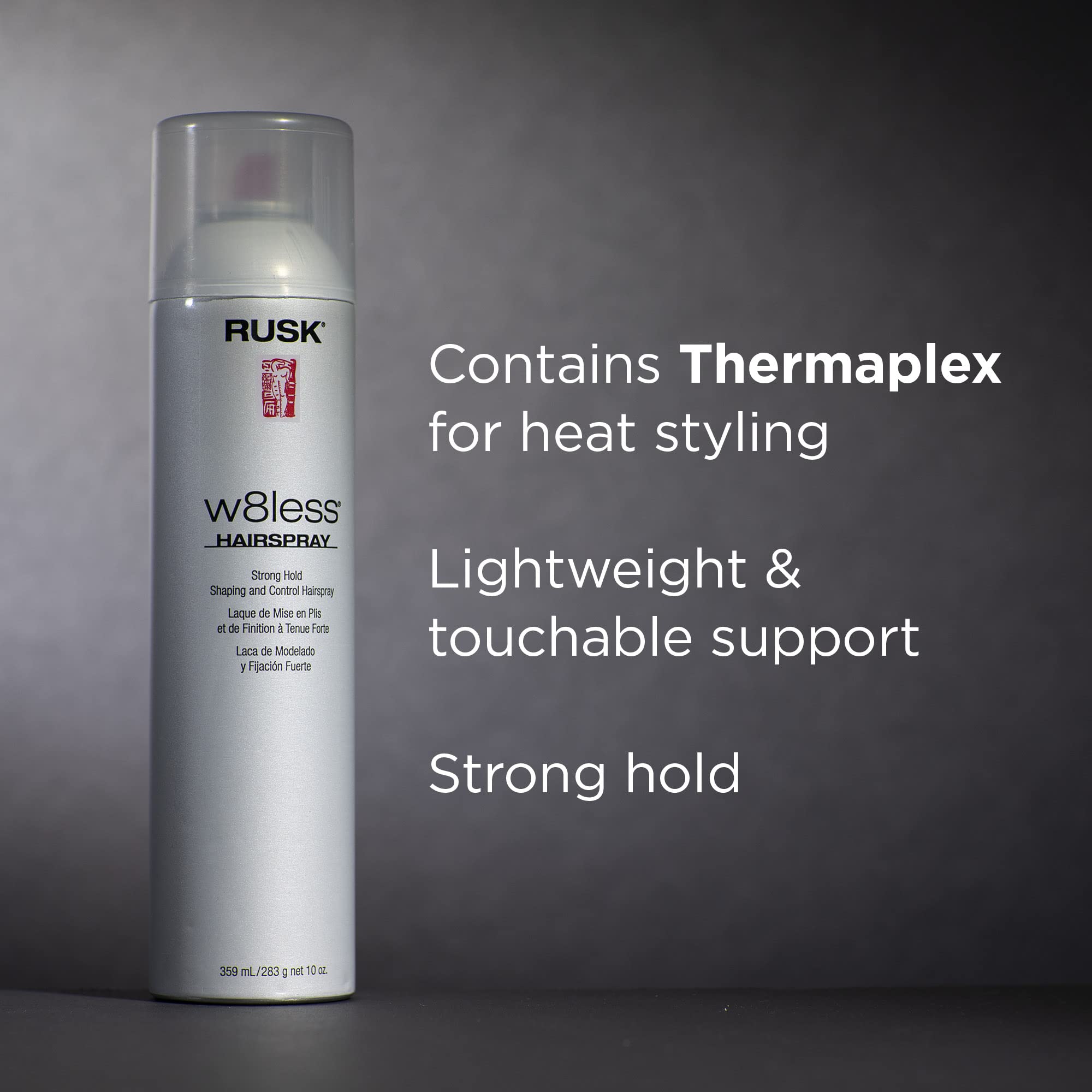 Rusk Designer Collection W8Less Strong Hold Shaping And Control Hairspray, 10 Oz, Provides Natural, Long-Lasting, Touchable Supp