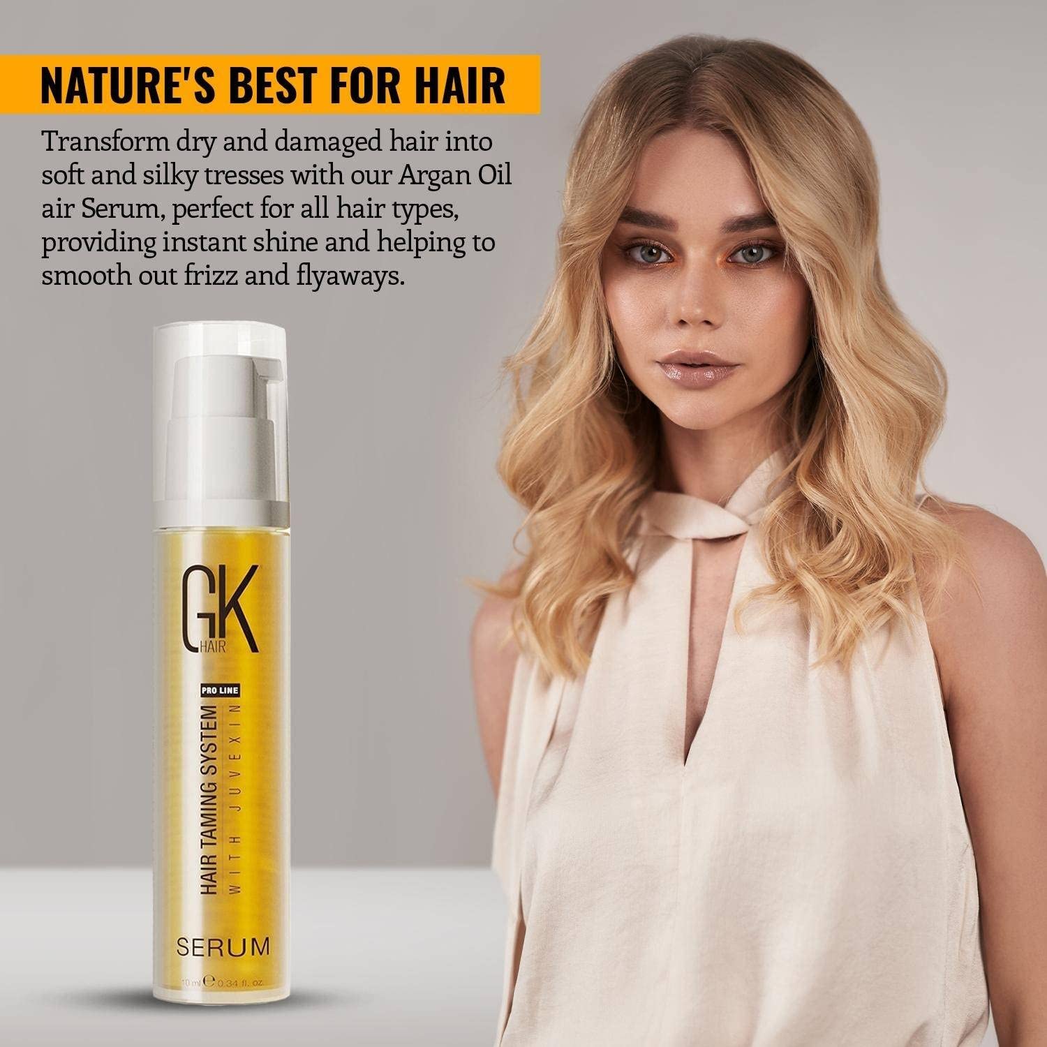 Global Keratin Gkhair Smoothing Serum (Pack Of 2/0.34 Fl Oz) - 100% Pure Organic Argan Oil | Hydrating Strength Shine Dry Damage