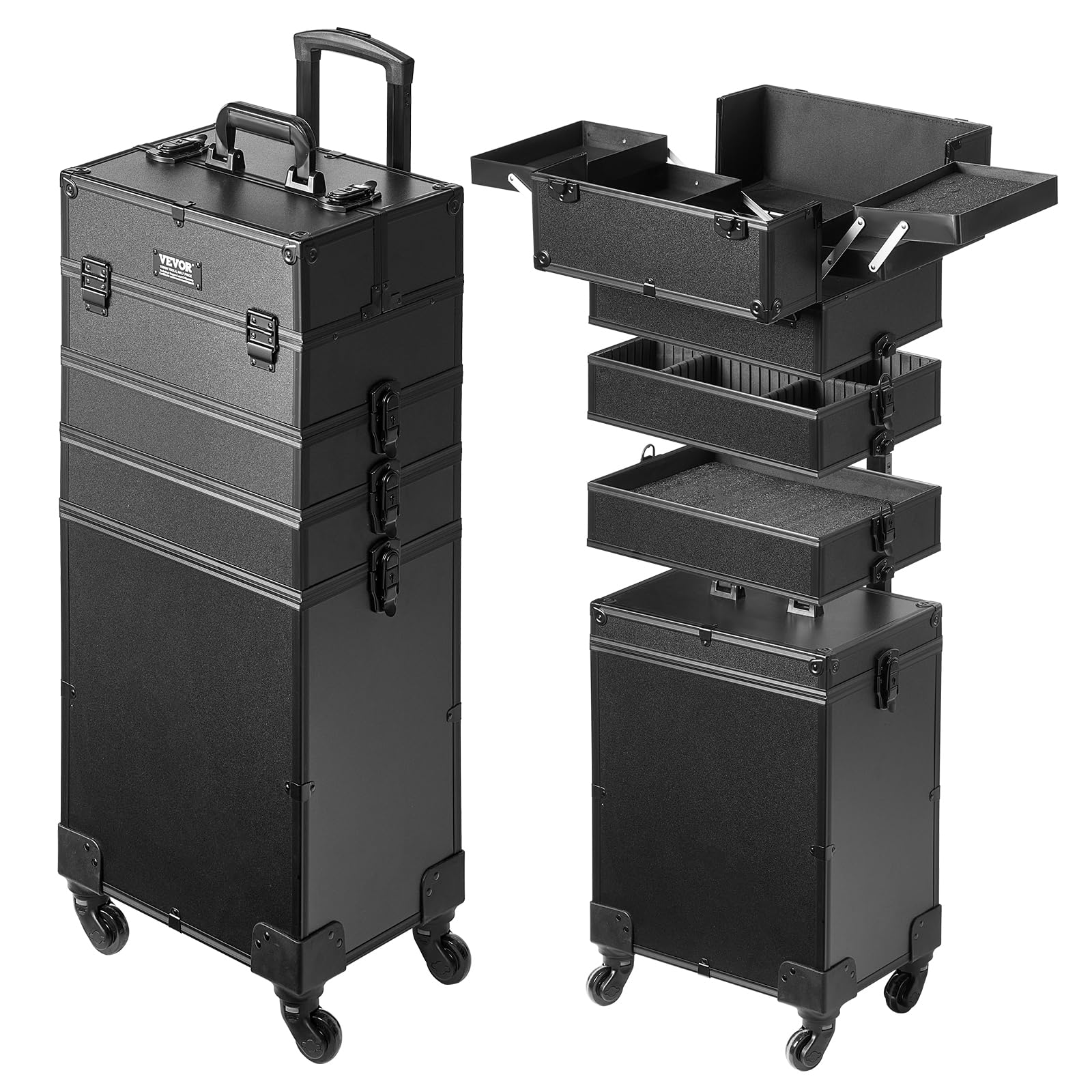 VEVOR 5 in 1 Profession Makeup Train Case Cosmetic Case 5-in-1