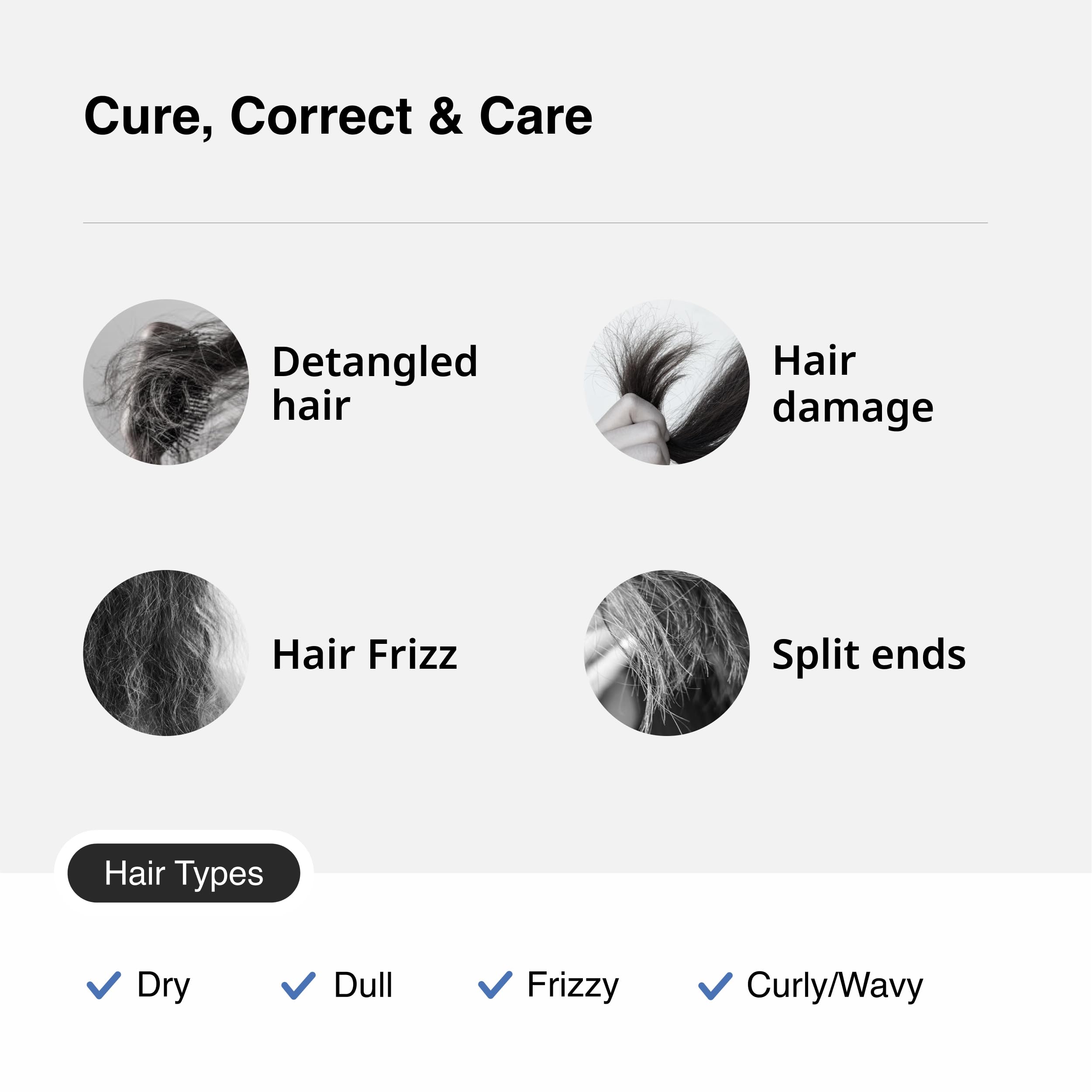 Cureskin Smooth and Shine Hair Serum for Dry Frizzy Hair Women and Men | Helps Reducing Hair Breakage, Frizz and Detangels for S