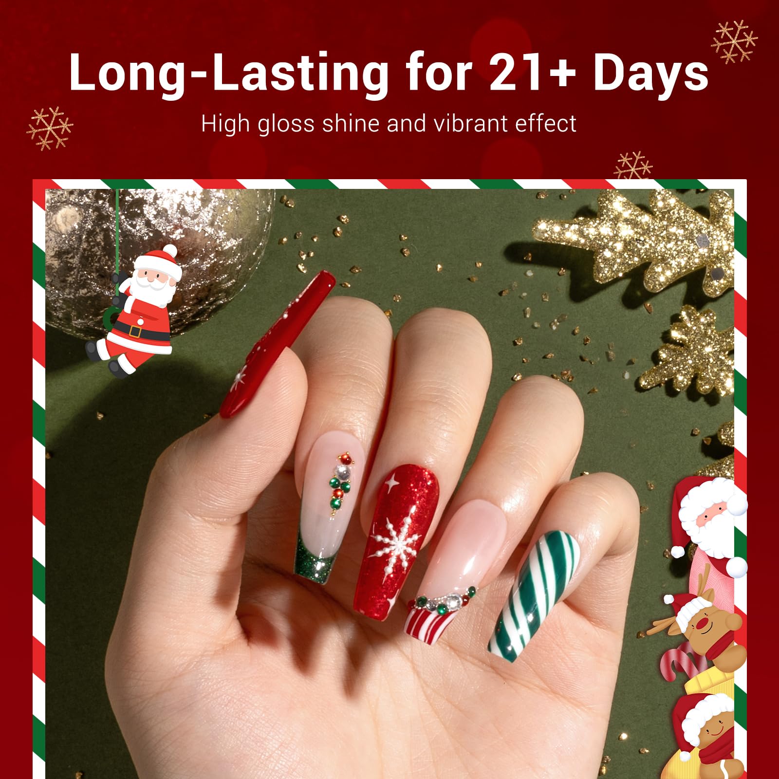 Melodysusie 15Ml Christmas Gel Nail Polish Set: Christmas 4 Colors Green And Red Gel Polish Nails Soak Off Uv Led Christmas Gel