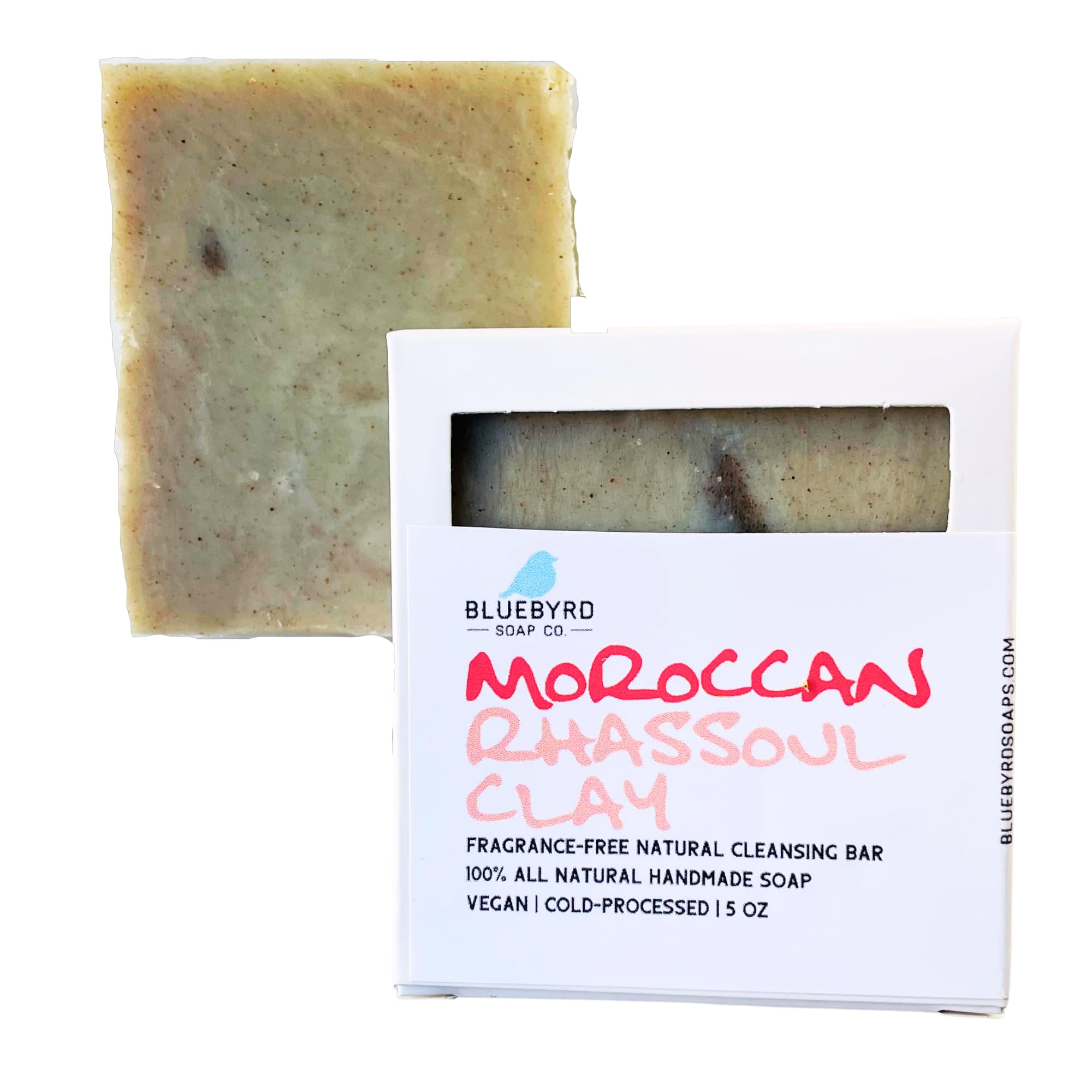 Bluebyrd Soap Co. Moroccan Rhassoul Clay Soap Bar | Removes Excess Oil, Clarifies Skin, Reduces Dry Skin | Lava Clay Bar Acne So
