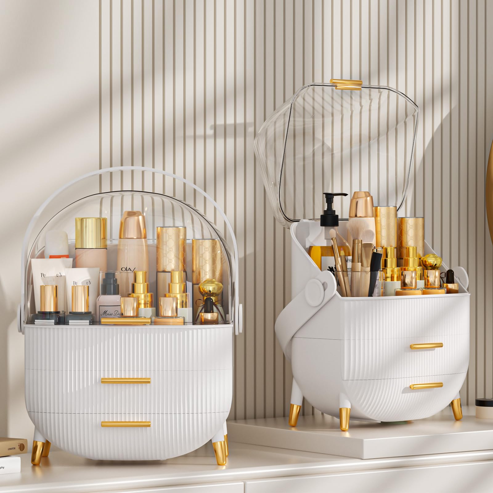 Nestorganix Makeup Organizer Skincare Organizers - Cosmetic Display Cases With Transparent Cover, Skincare Organizers For Bathro