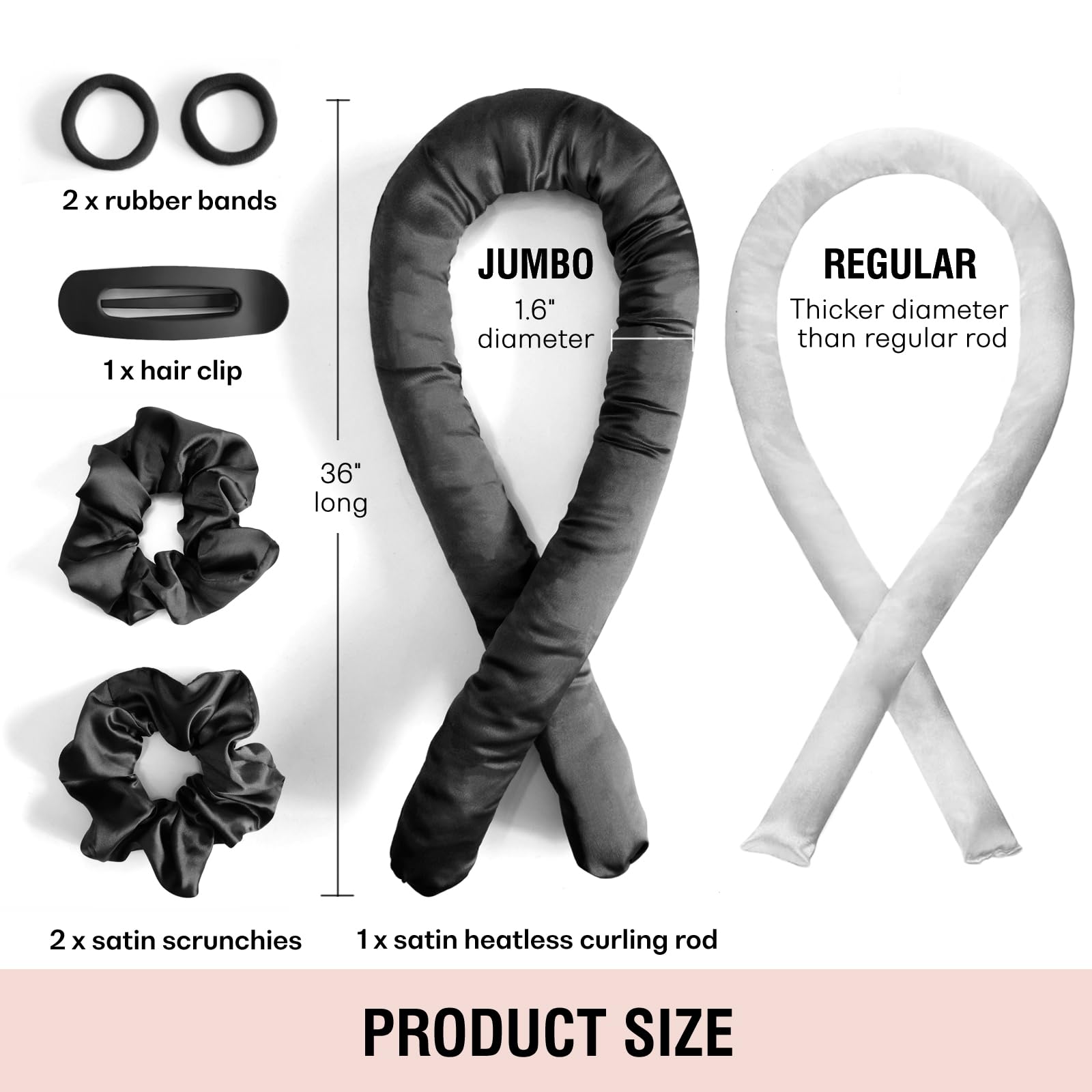 BLINKEEN Jumbo Heatless Hair Curler Set-Satin Heatless Curls Overnight, Jumbo Curling Rod Headband, No Heat Curlers to Sleep in