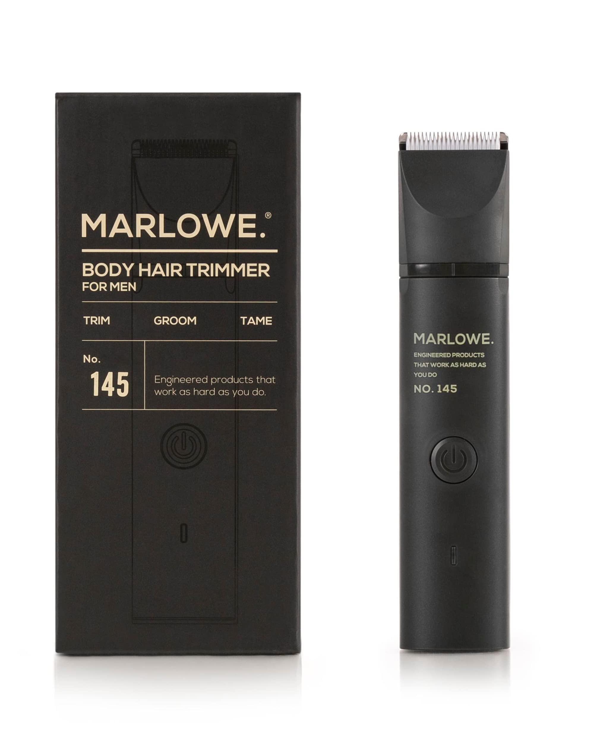 Marlowe. No. 145 Body Hair Trimmer For Men, Forest Black, Lightweight Waterproof Personal Groomer, Ceramic Blades, Adjustable Co