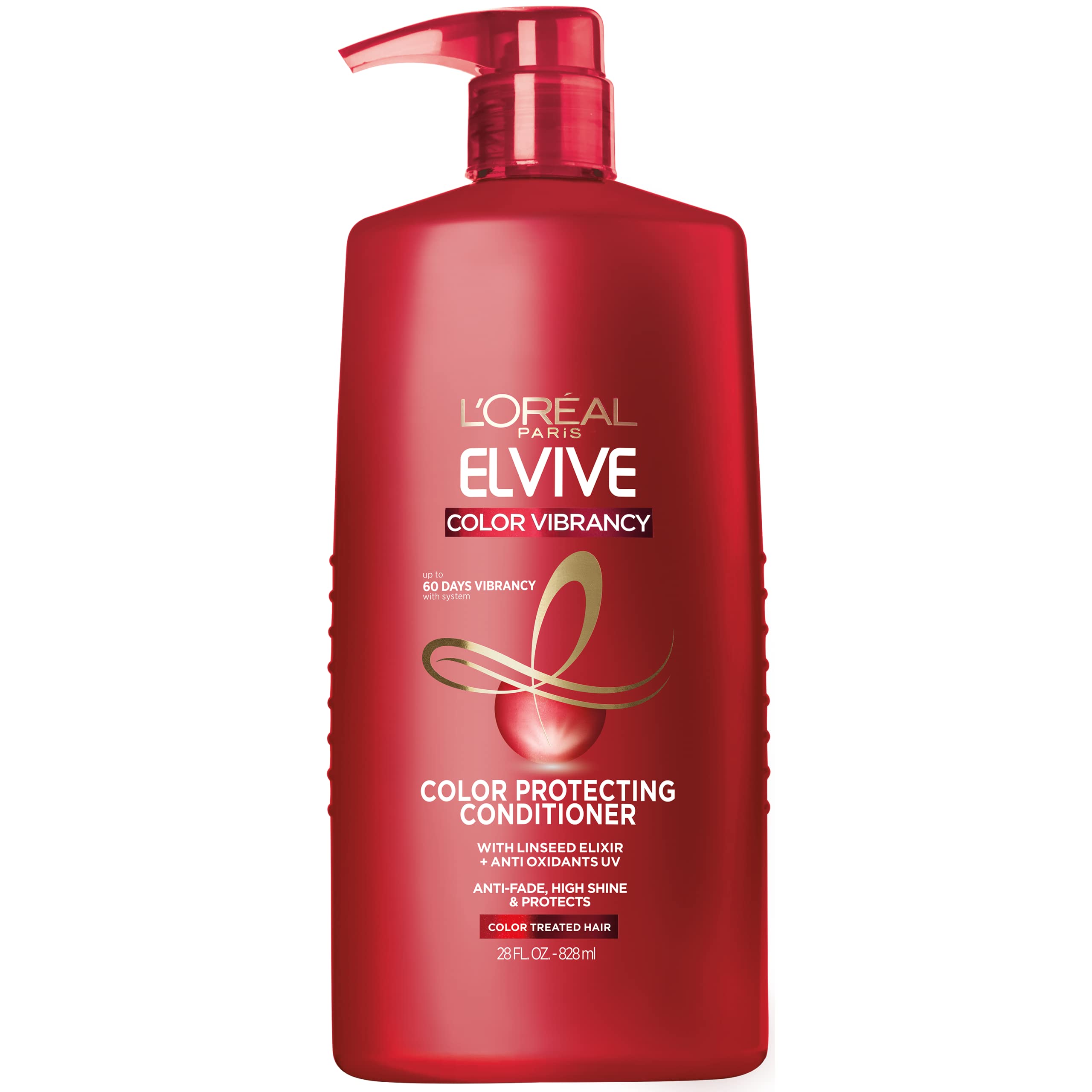 L'Oreal Paris Elvive Color Vibrancy Protecting Conditioner, for Color Treated Hair, Conditioner with Linseed Elixir and Anti-Oxi