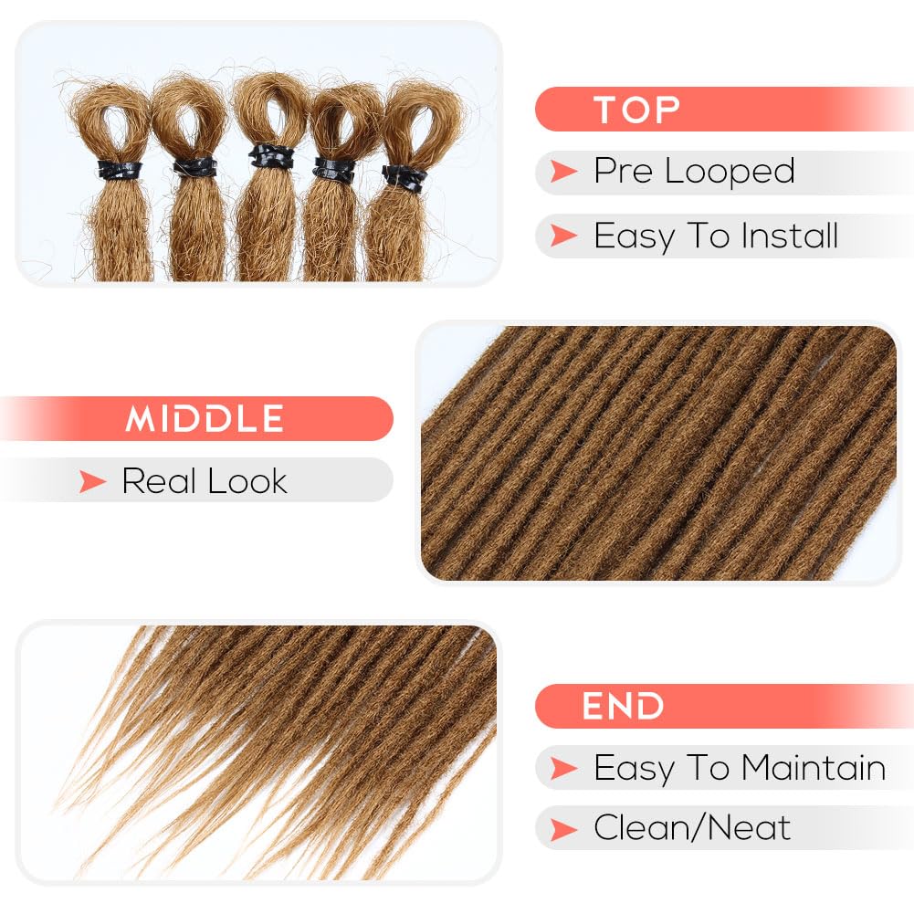 Kraler 24'' Thick Dreadlock Extensions, 20 Strands SE Honey Blonde Crochet Dreadls Extensions of Synthetic Hair 1cm Width Hip Ho