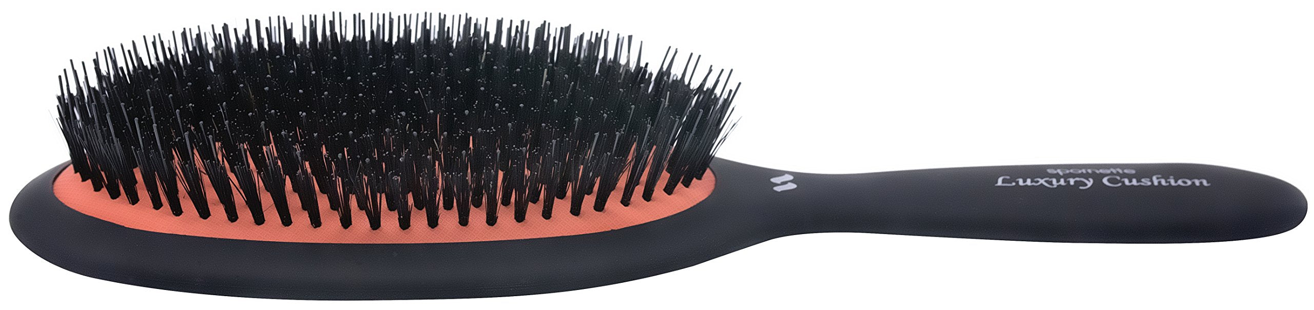 Spornette Large Luxury Cushion Boar And Nylon Bristle Oval Hair Brush (#LX-1) With A Soft Satin No-slip Handle Best Used For Sty