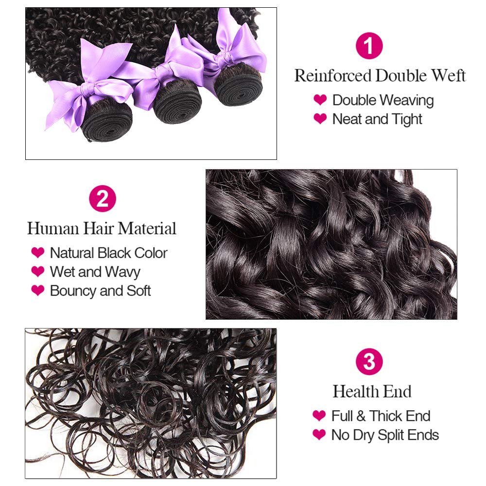 9A Brazilian Human Hair Water Wave Bundles (18 20 22 24) Unprocessed Virgin Human Hair Extensions Wet And Wavy Hair Curly Wavy 1