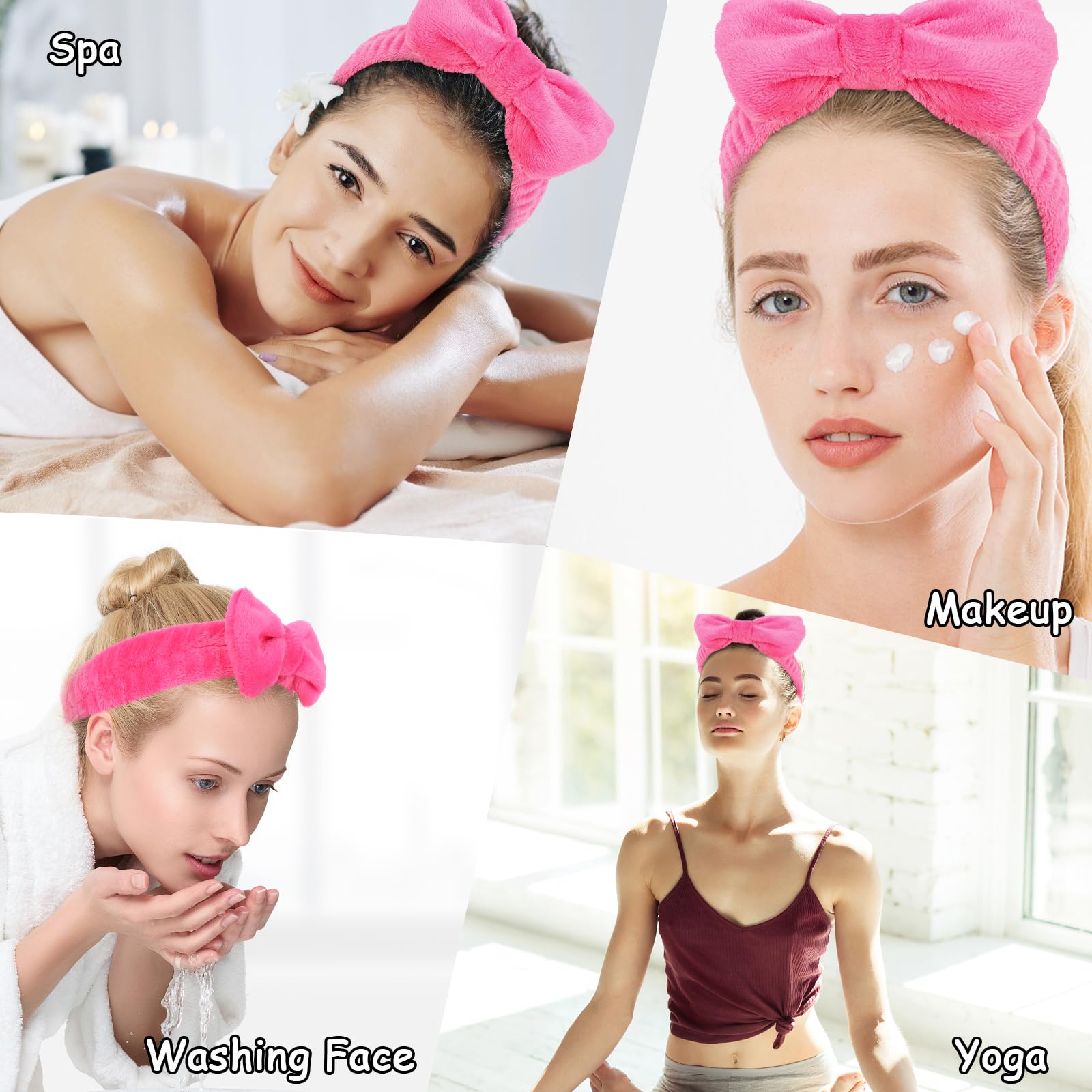 6 Pcs Spa Headbands, Hair Holder For Washing Face, Soft Coral Fleece Makeup Headband For Washing Face, Bow Hair Bands, Skin Care
