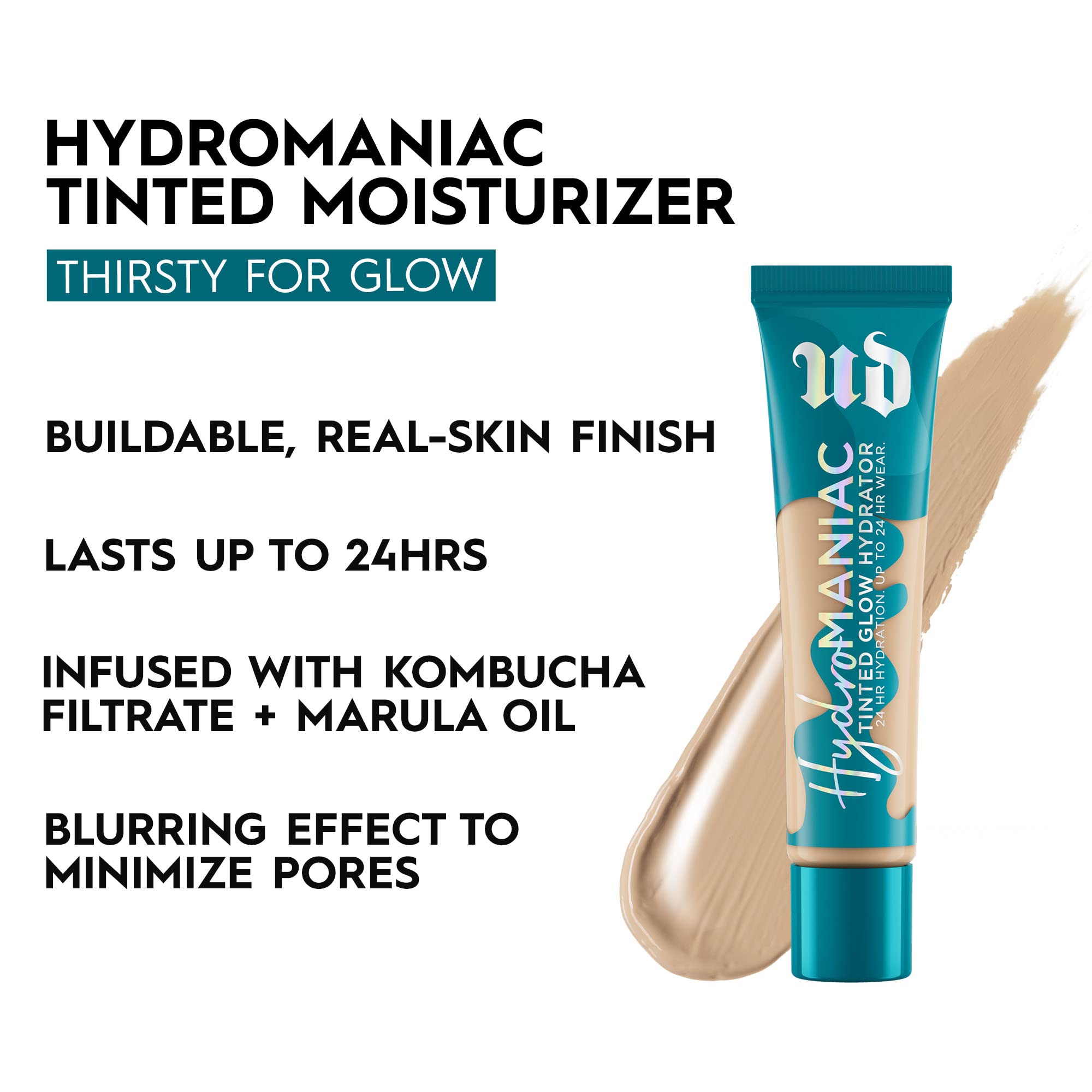 Urban Decay Hydromaniac Dewy Foundation (30 Fair Medium Neutral), Hydrating Tinted Moisturizer For Dry Skin, Buildable Medium Co