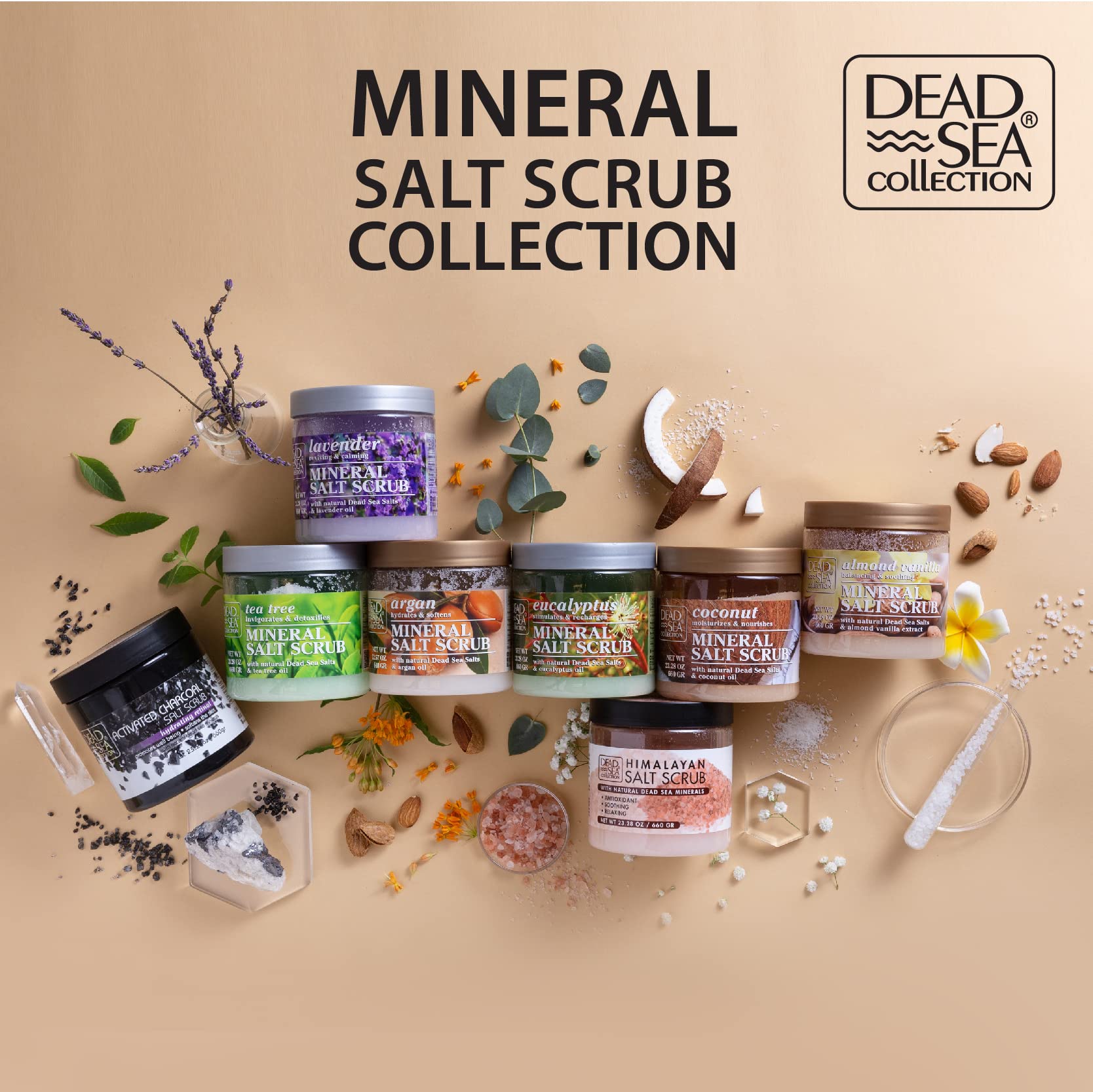 Dead Sea Collection Salt Body Scrub - Large 2328 Oz - With Tea Tree - Exfoliating Effect - Includes Organic Essential Oils And N