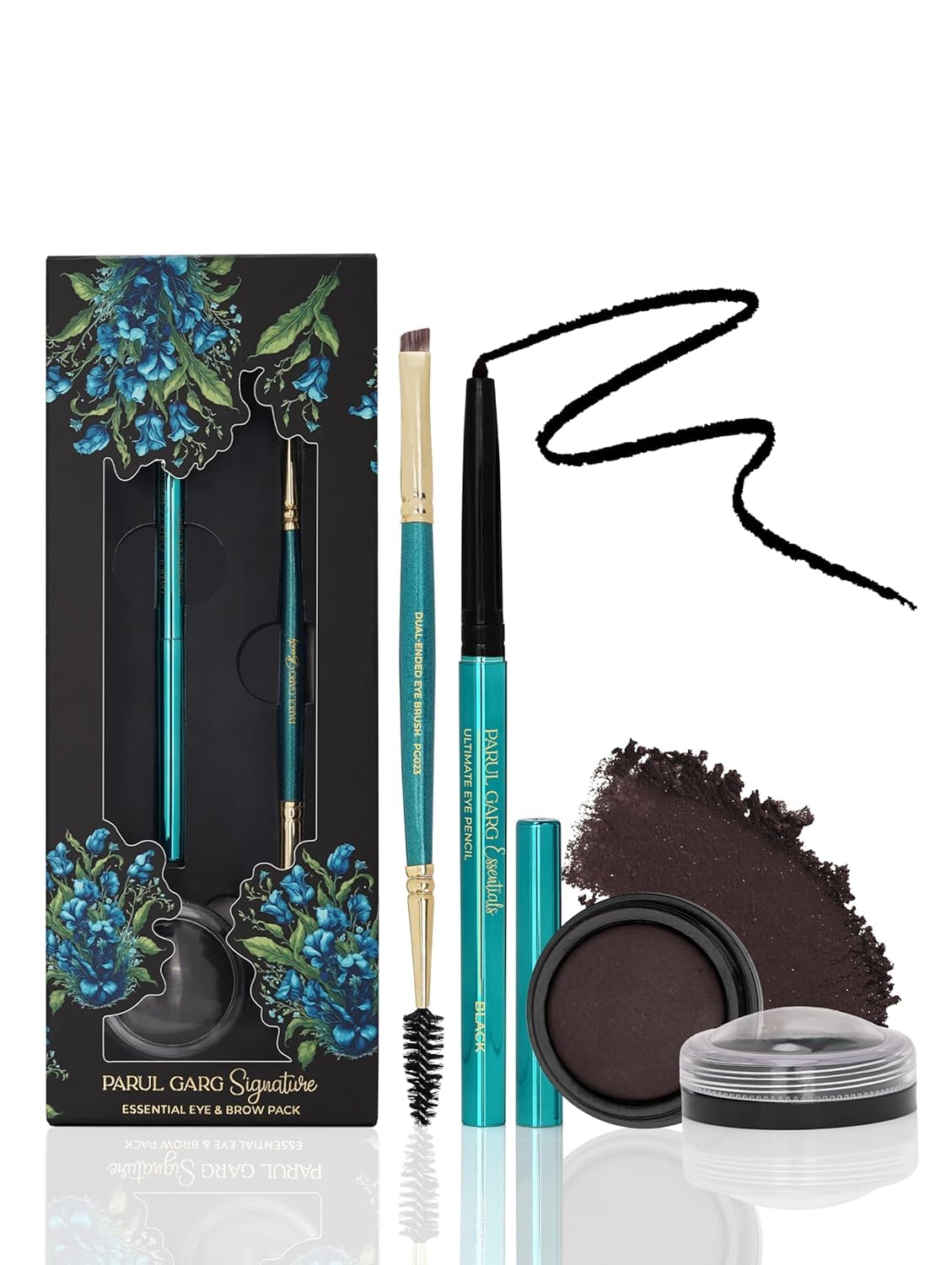 Parul Garg Beauty Signature Essential Kajal & Eyebrow Pack - 3-In-1 Long-Stay Kajal, Eyebrow Definer, Eye Brush & Shadow | Smudg