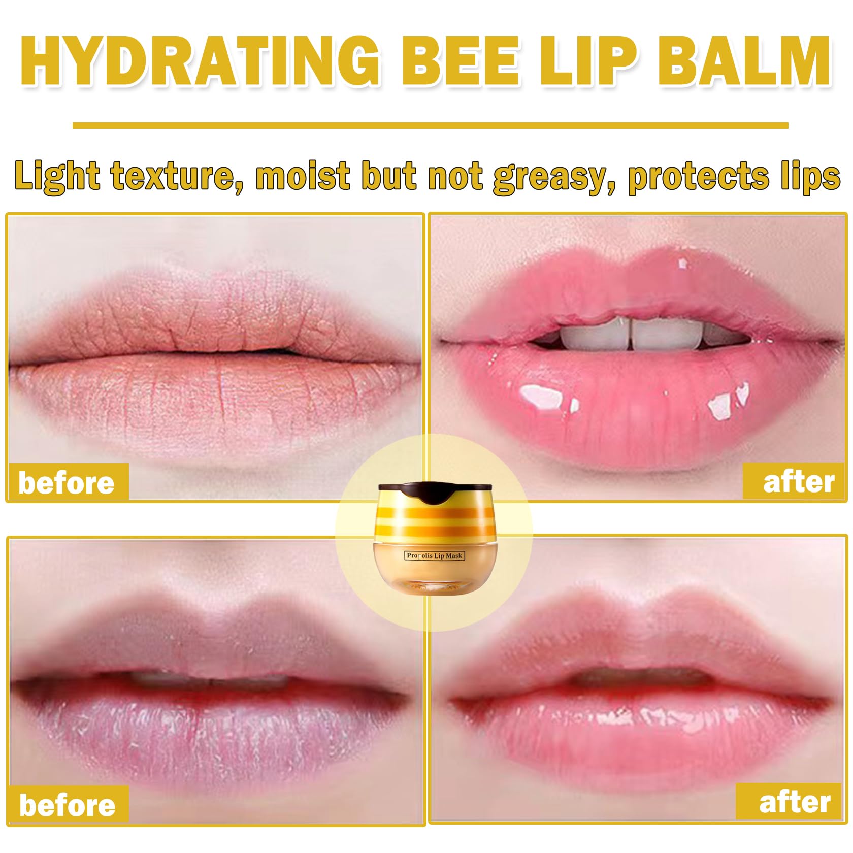 Xingxyuel 3Pcs Bee Lip Balm Honey Pot Honey Strawberry Apple Lip Balm Sleeping Lip Mask Silky Hydrating Bee Lip Balm Lip Mask Ov