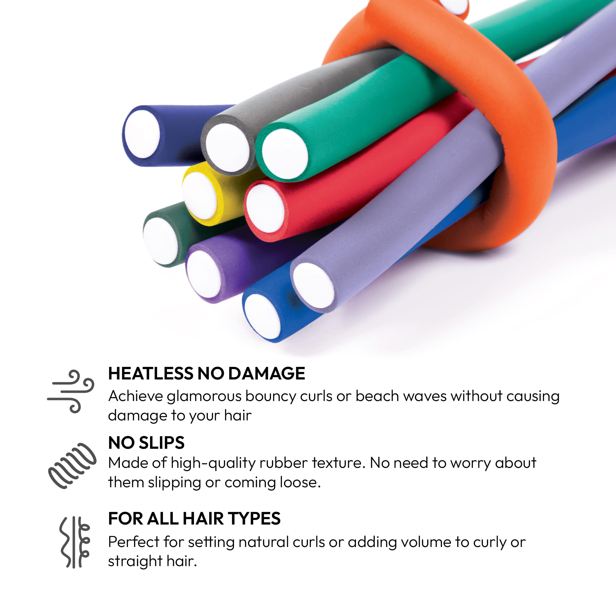 Red by Kiss 30 PCS Flexi Rods, Flexible Curling Rods, Twist Foam Hair Rollers, No Heat Hair Curlers 10'' Sets