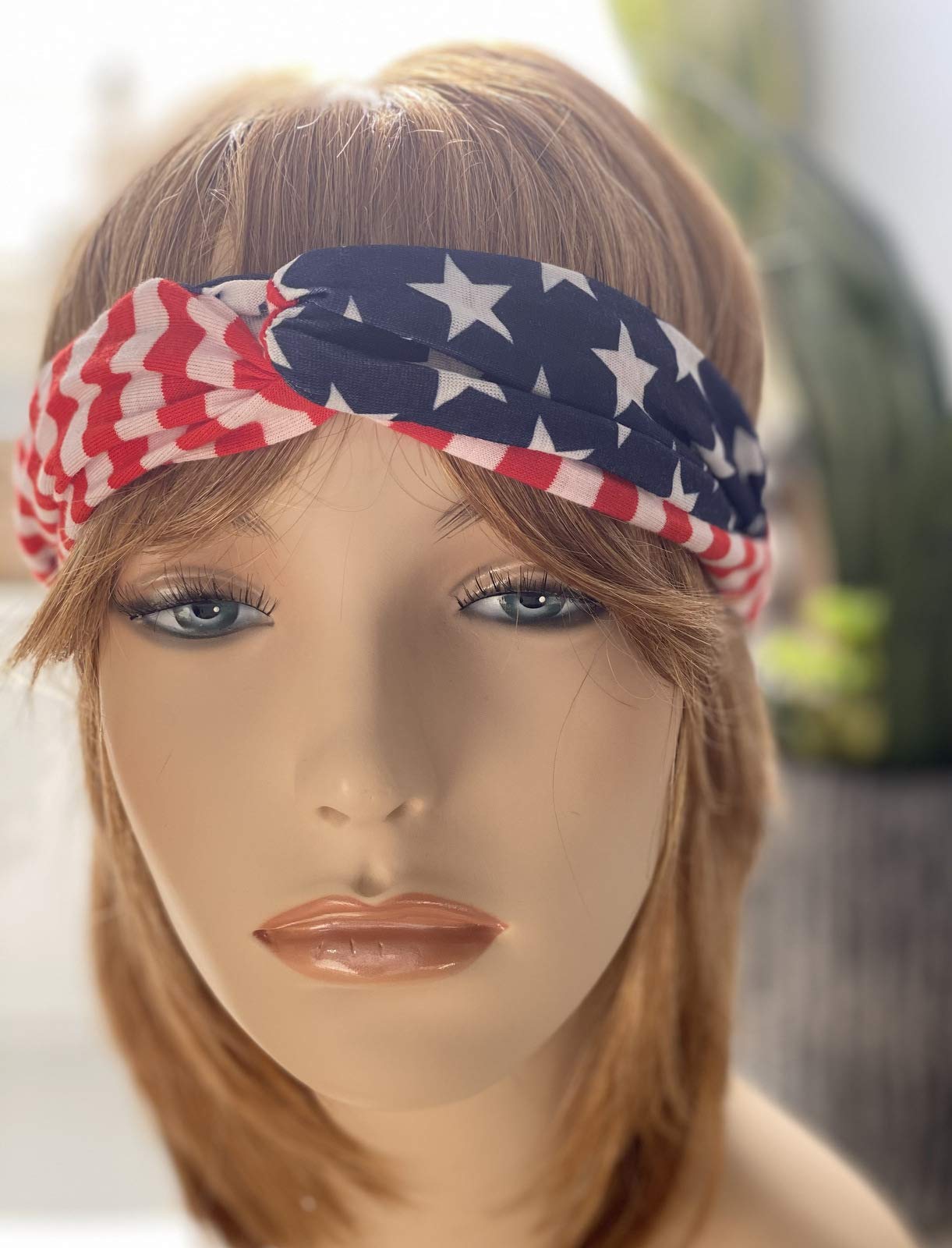 Remington American Flag Headband 3.5    Wide USA Hair Band Patriotic Twisted Headband Turban Style in Red White and Blue Stars &