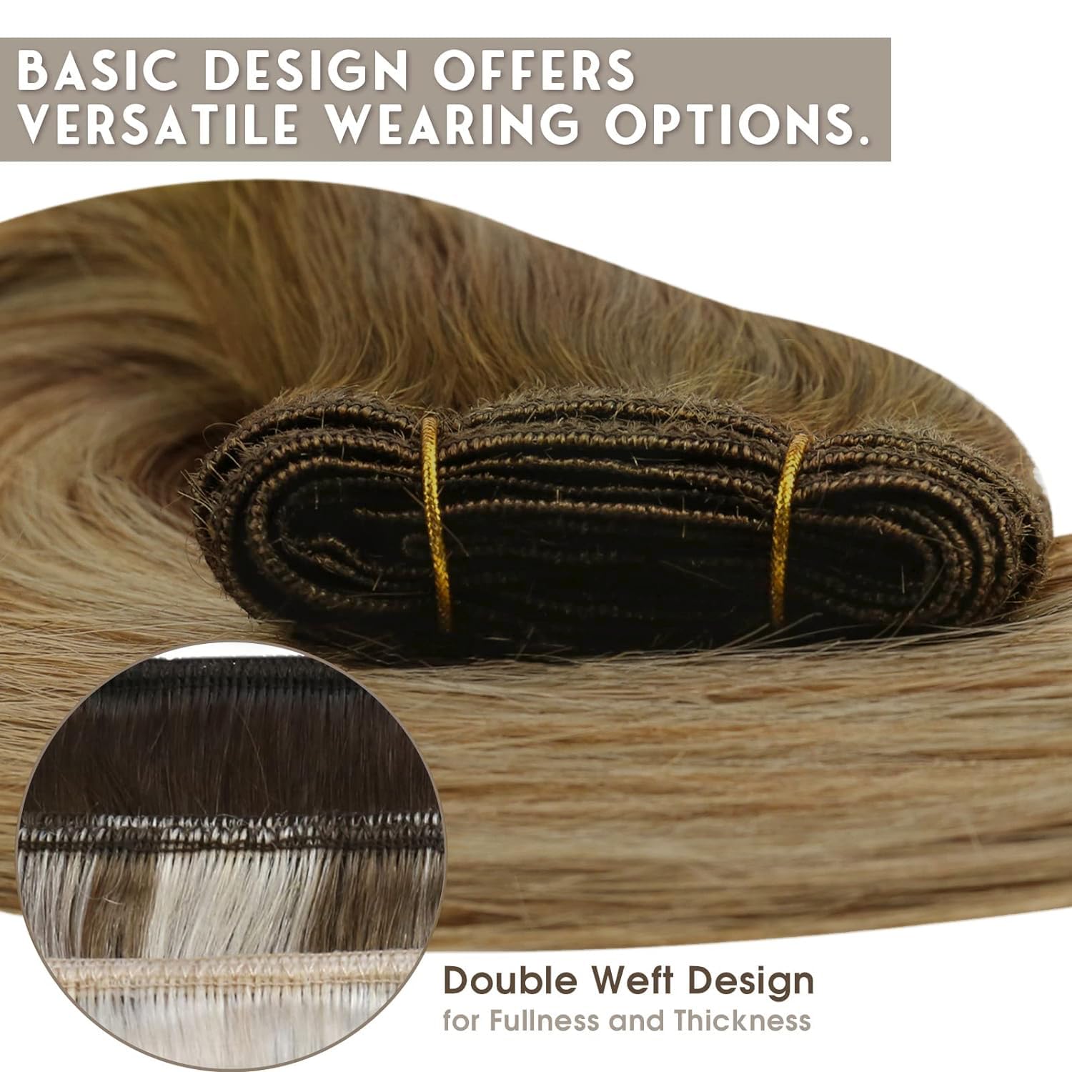 Sunny 24Inch Sew In Hair Extensions Real Human Hair Brown Balayage Weft Human Hair Extensions Brown Blonde Human Hair Sew In Ext