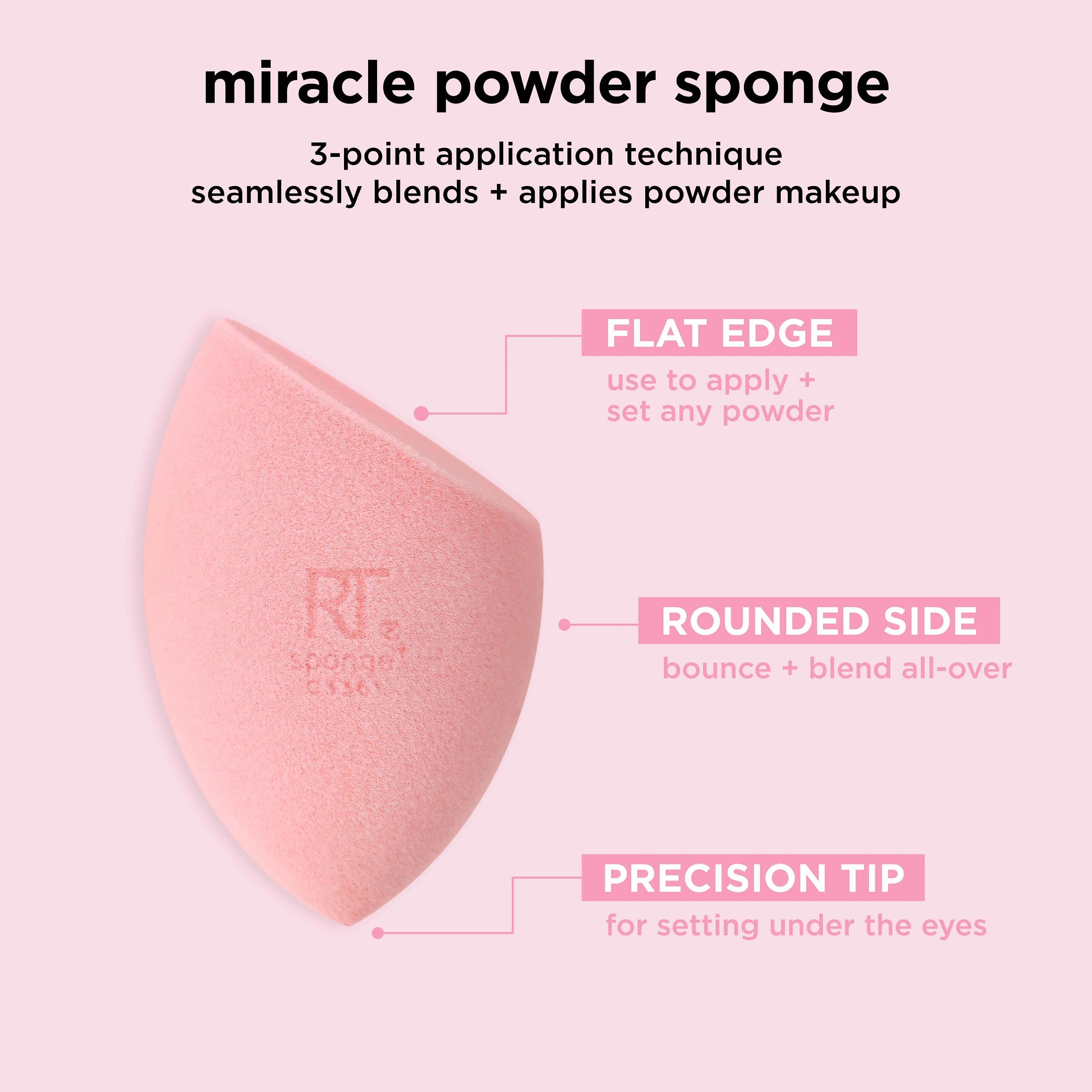 Real Techniques Miracle Mattifying Makeup Sponge Duo, Matte Finish, Cloud Skin, Full Coverage Foundation & Powder Makeup Blendin