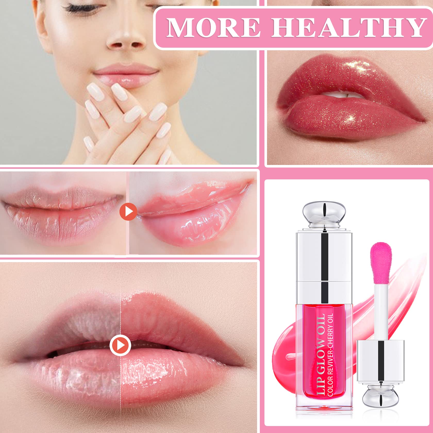 Hydrating Lip Glow Oil Plumping Gloss Tinted Lip Balm Transparent Moisturizing Toot Lip Care Oil Non-sticky Big Brush Head Nouri
