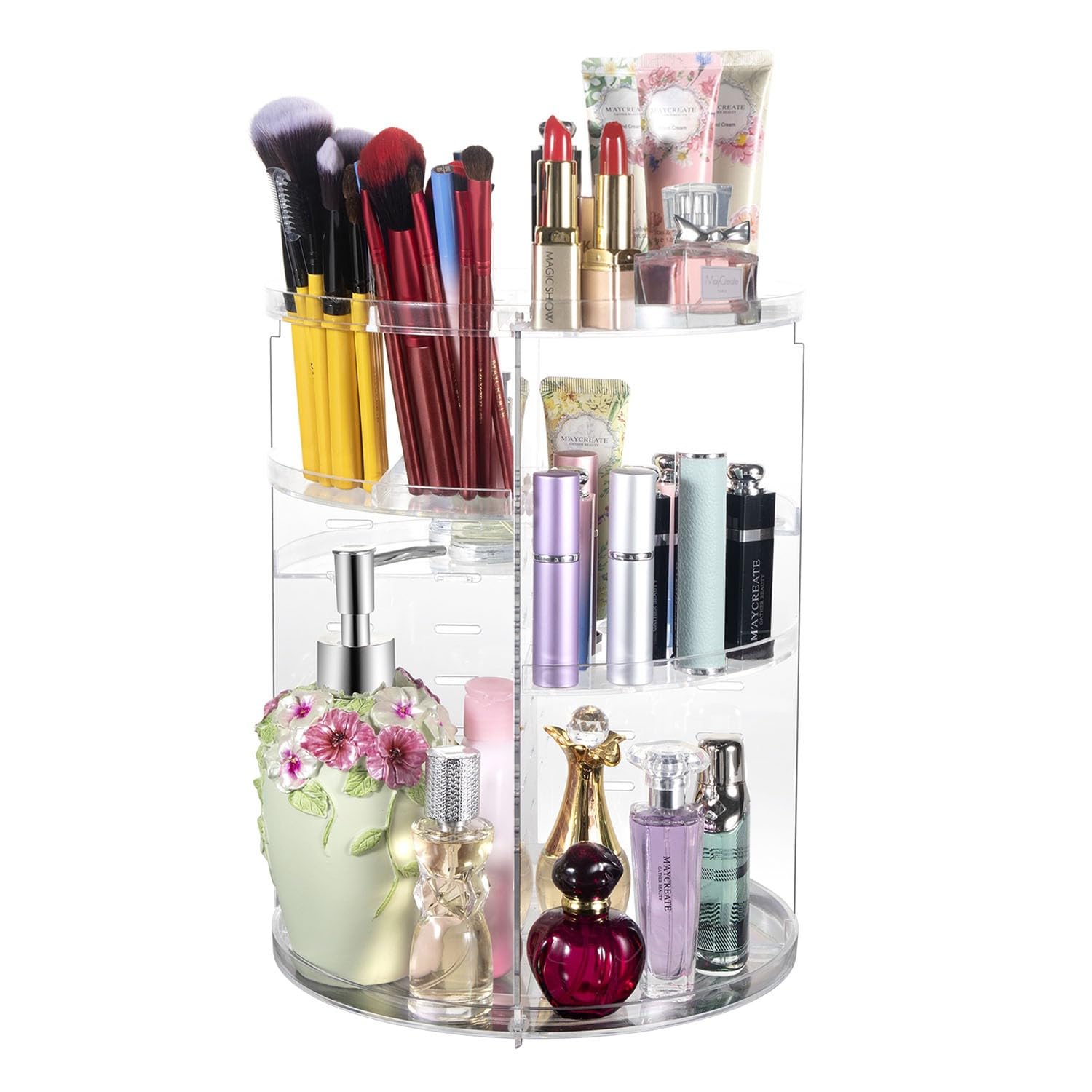 Coyaho 360 Rotating Makeup Organizer, Spinning Bathroom Organizer Countertop, Cosmetic Holder Shelf, Make Up Organizers And Stor