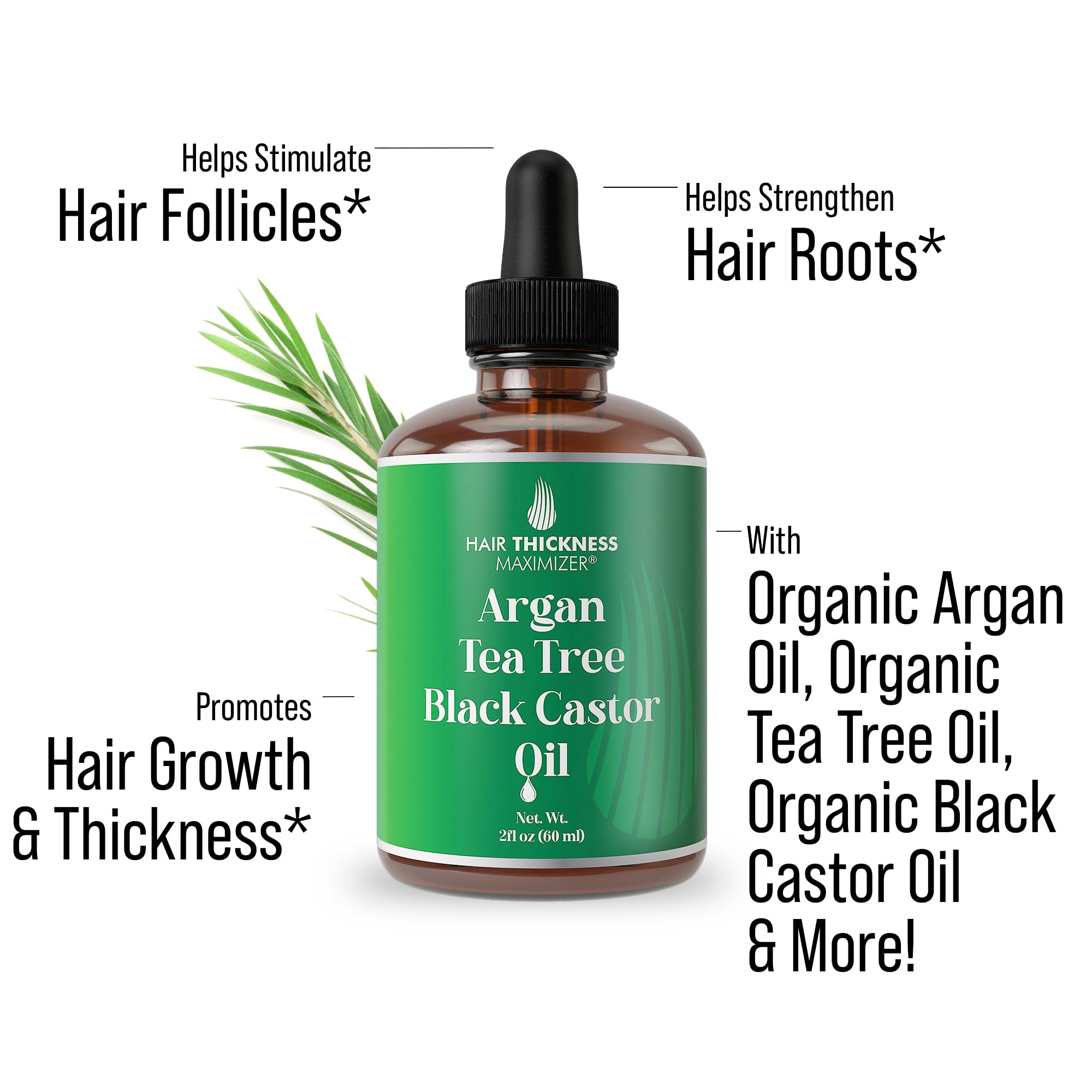 Argan + Tea Tree + Black Castor Oil for Hair Growth. Strengthens & Hydrates Thinning, Dry Hair for a Healthier-Looking Scalp. Fo