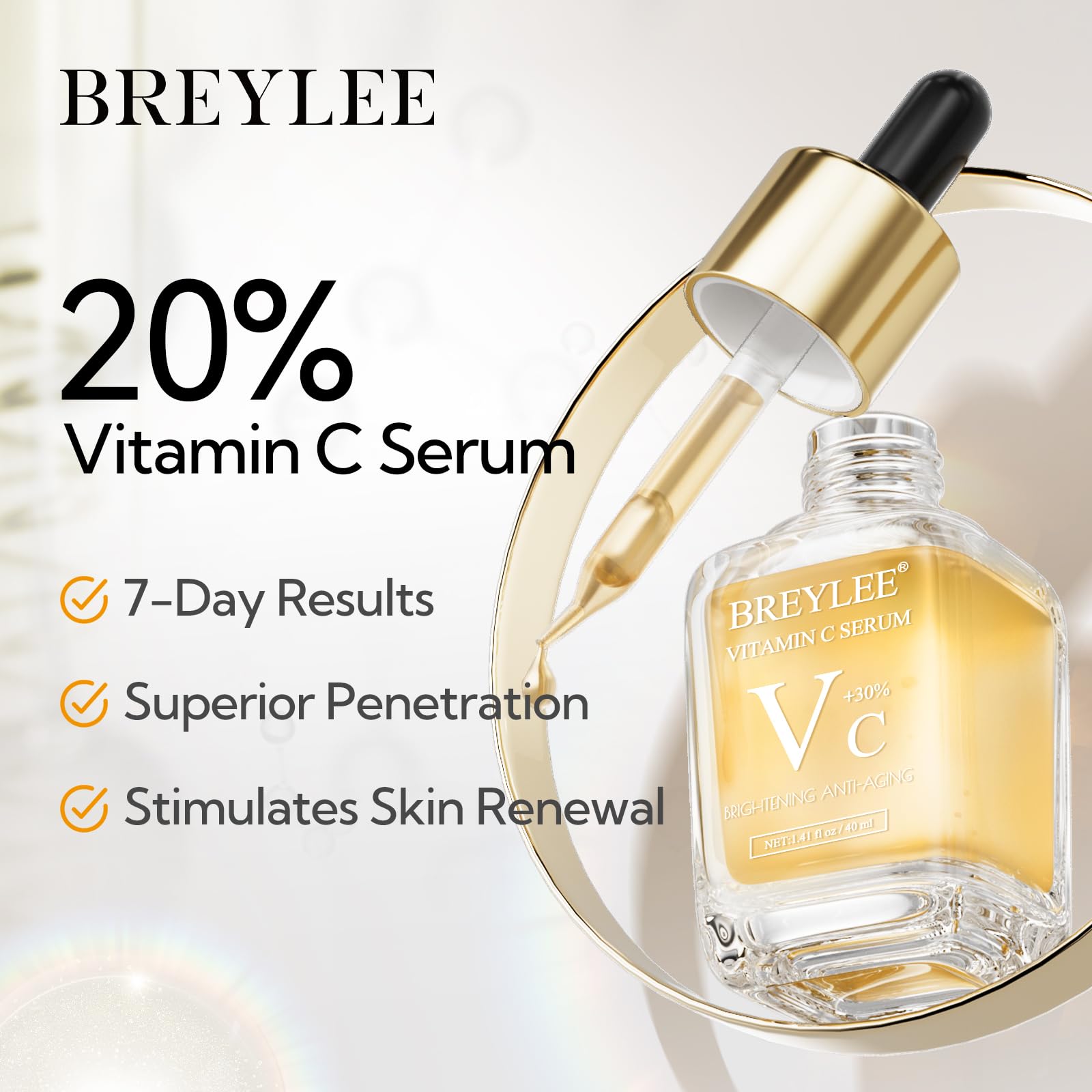 Breylee Vitamin C Serum For Face & Eye (1.4 Oz) For Brightening Skin,Dark Spot Remover,Reduce Wrinkle,Anti Aging,Moisturizer Wit