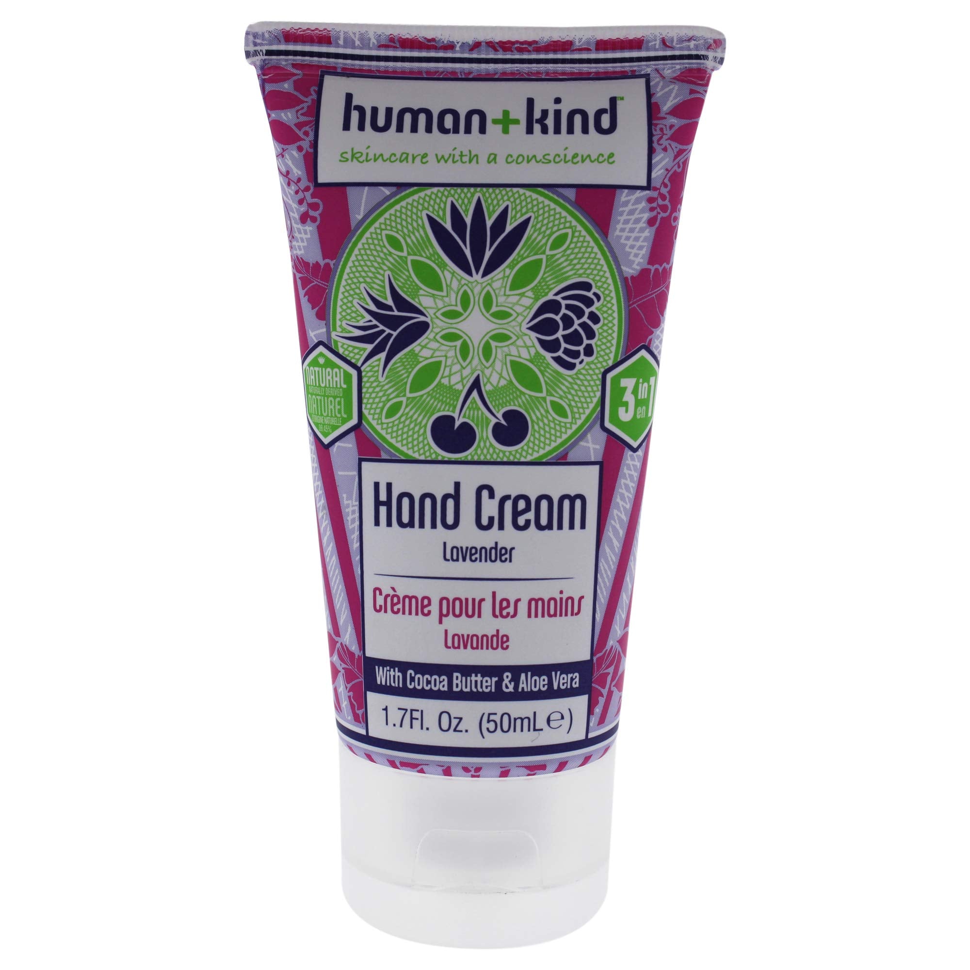Human+Kind Moisturizing Hand Cream Lavender - Hydrating Cream with Avocado Oil and Shea Butter - Intense, Fast Absorbing Moisturizer for Smooth Skin - For Dry, Cracked Skin - 1.7 oz