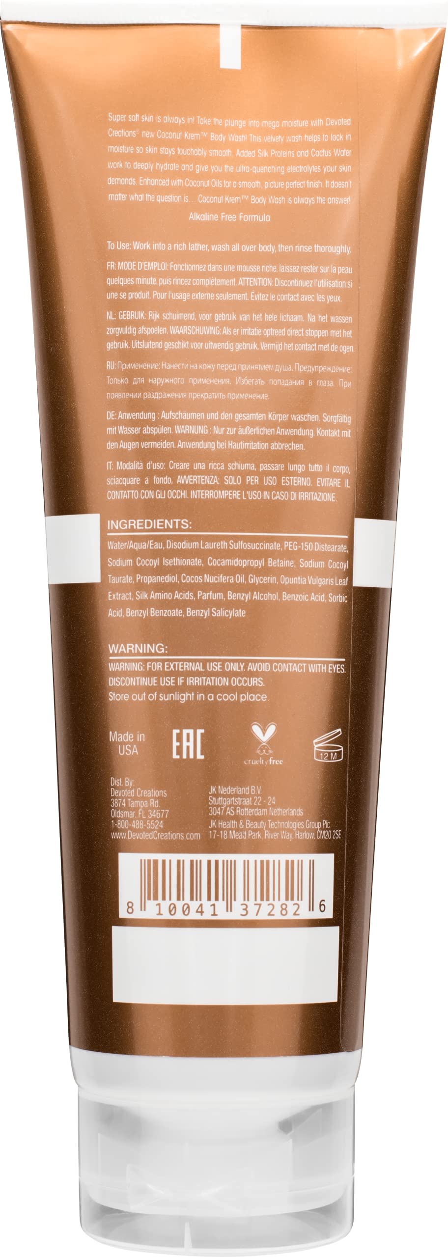 Devoted Creations Coconut Krem Body Wash - Coconut Infused Mega Moisturizing Body Wash With Silk Proteins And Cactus Water For U