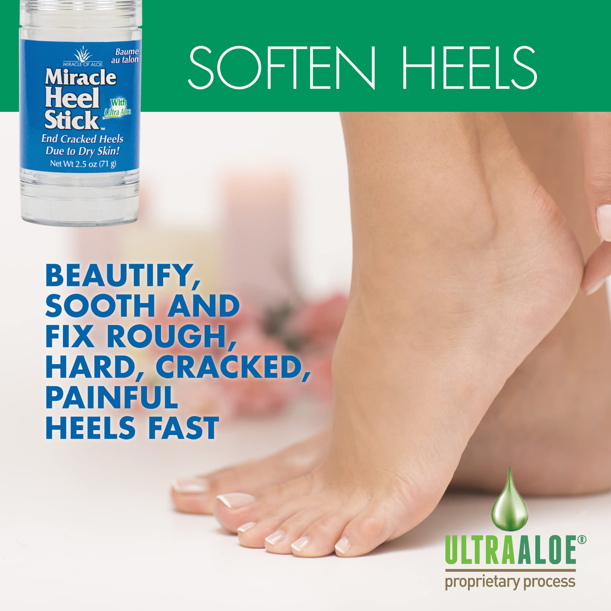 Miracle Heel Stick 25 Oz Stick And Miracle Foot Repair 1 Oz Tube Made With Pure Ultraaloe Gel Keeps Feet And Heels Looking And F